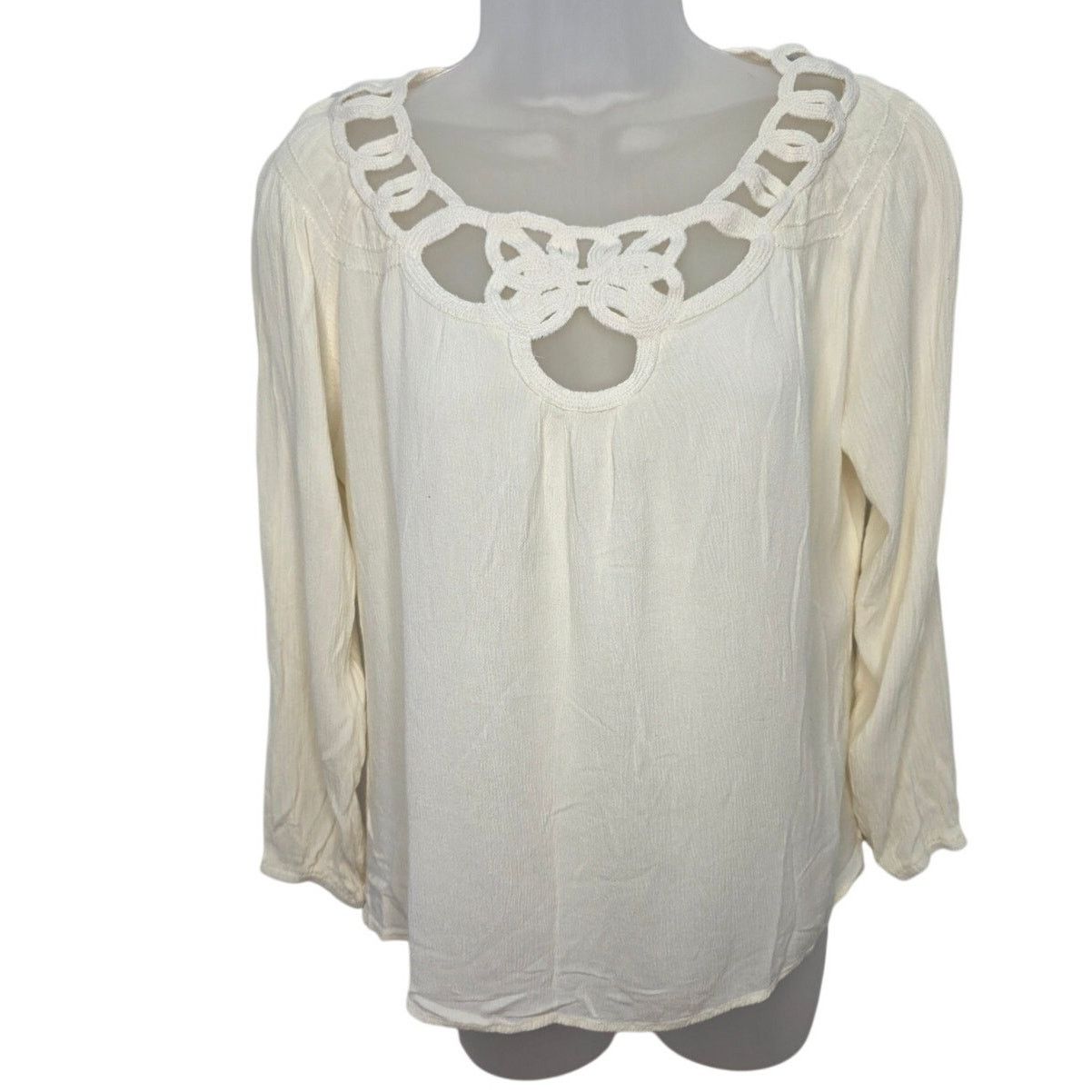 Other Sundance Cream Gauze Crochet Neckline Boho Peasant Top M Size M / US 6-8 / IT 42-44 - 1 Thumbnail