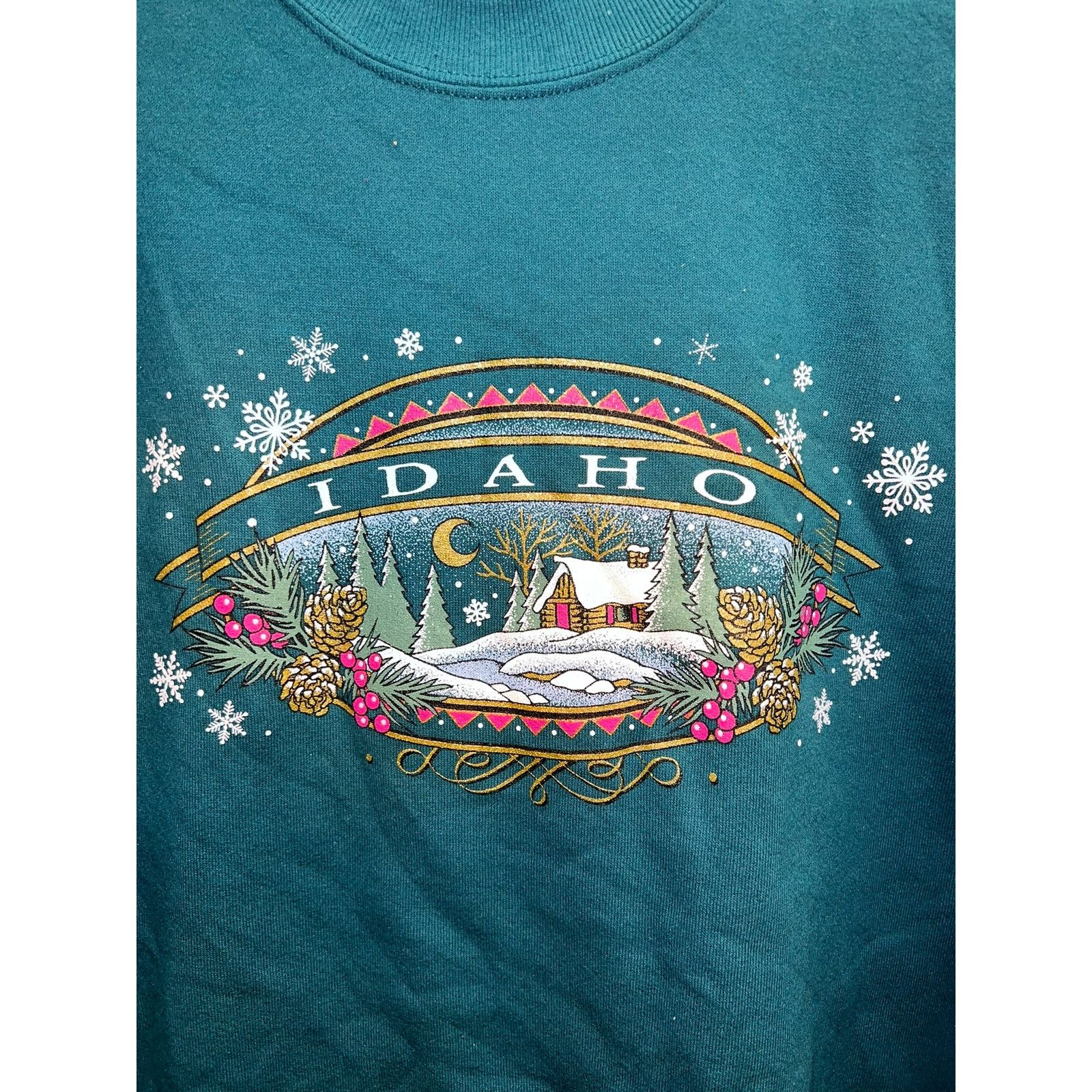 Jerzees Vintage Idaho Sweatshirt Crewneck Green Winter Men's 90s XL Size US XL / EU 56 / 4 - 2 Thumbnail