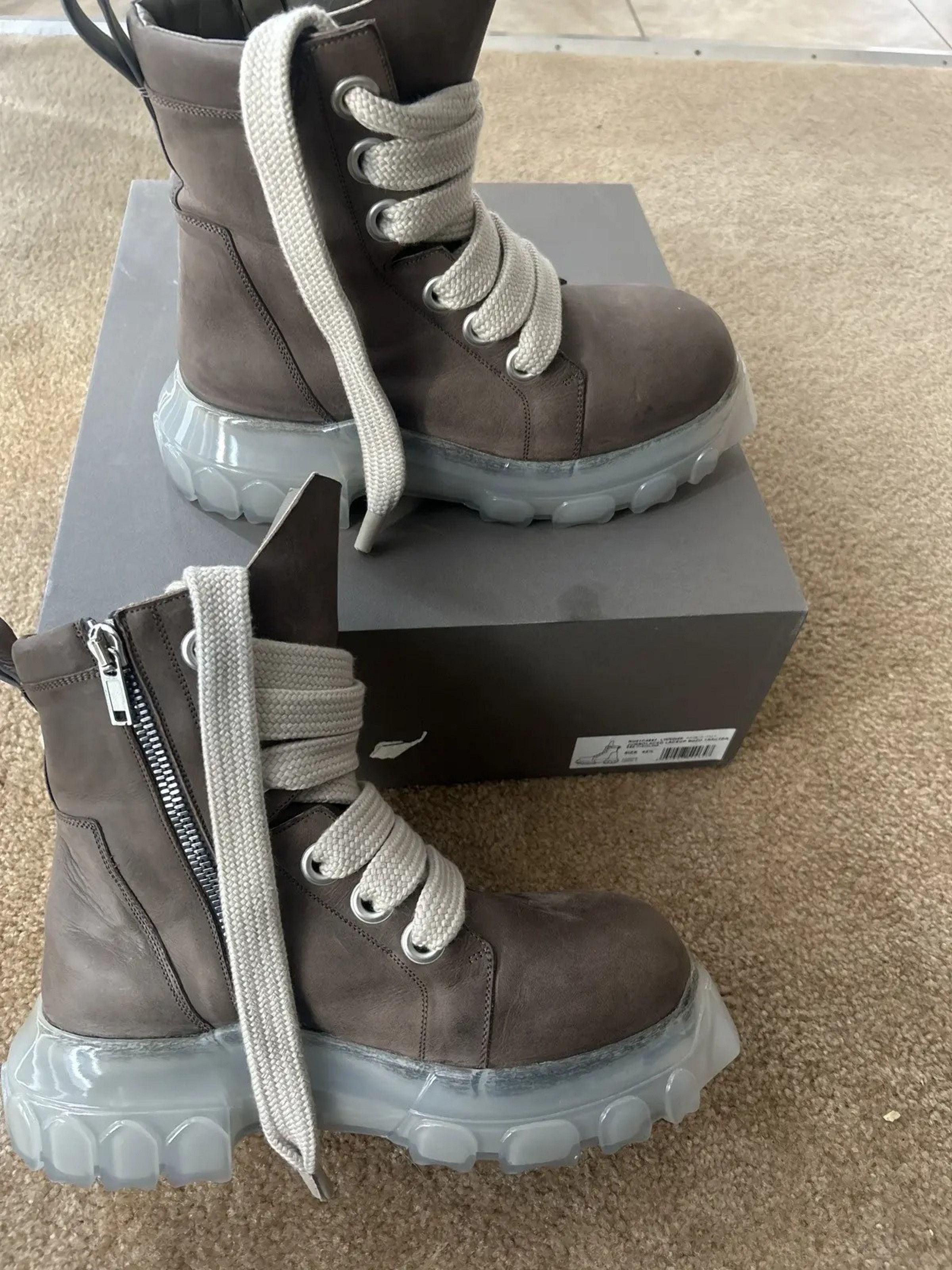 Rick Owens RARE dust brown suede sliver cuban heel boots clear