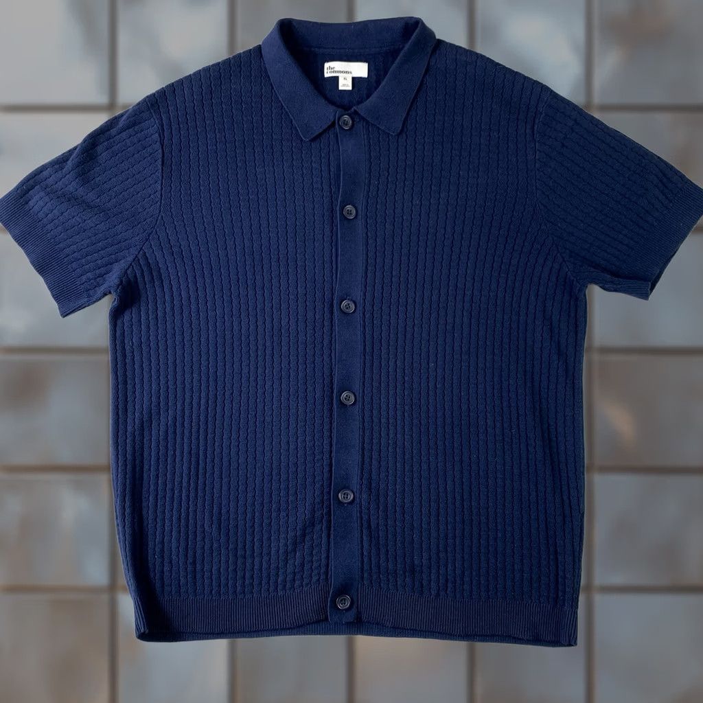 Vintage the Commons Shirt Mens XL Blue Knit Button-Up Casual Short sleeve Size US XL / EU 56 / 4 - 1 Thumbnail