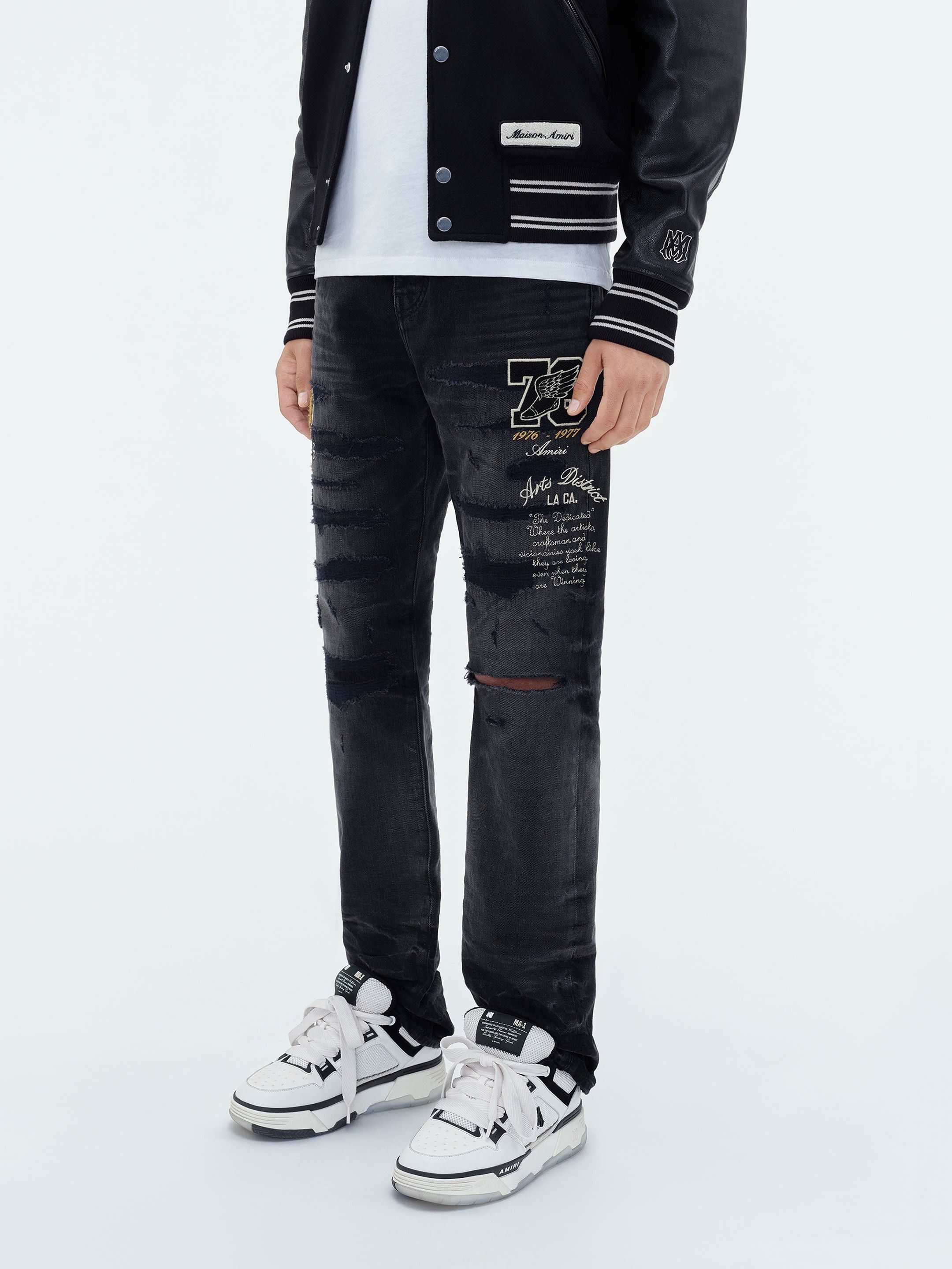 Amiri oc11z0225 Varsity Straight Jeans in Black Size US 29 - 4 Thumbnail