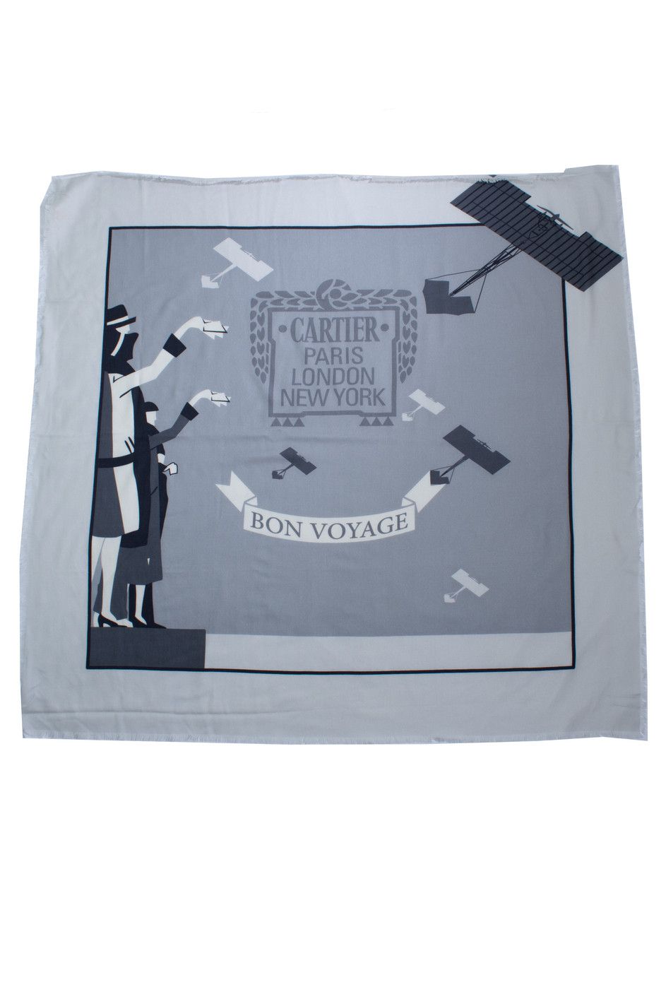 Cartier Cartier, grey bon voyage wool fringed scarf Size ONE SIZE - 2 Thumbnail