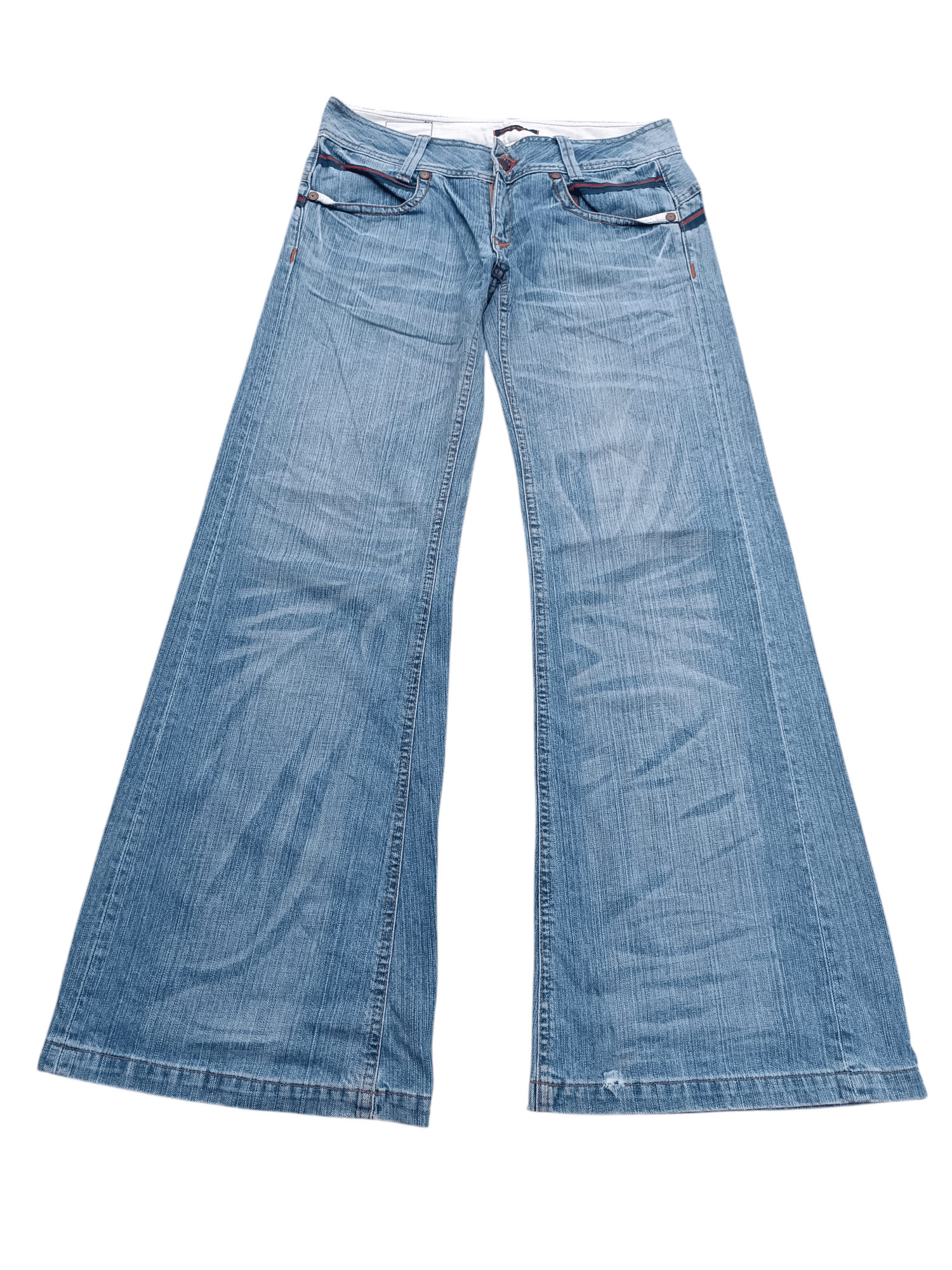 Japanese Brand SUPER FLARED🔥Et Boite Whiskers Faded Low Rise Boot Cut Size US 32 / EU 48 - 4 Thumbnail