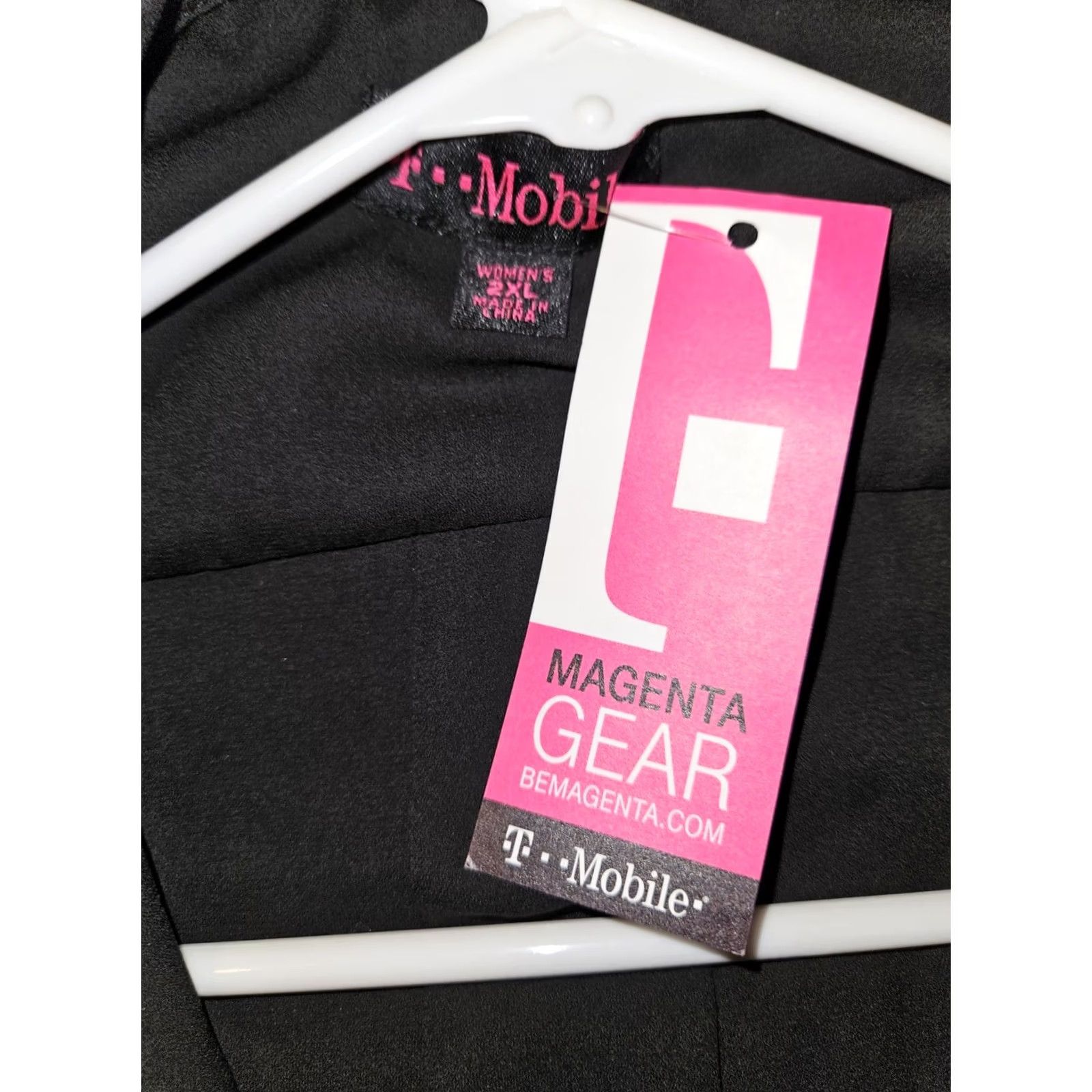 Vintage VINTAGE T-Mobile Magenta Gear Blouse NWT Women's 2XL Black Sheer Tunic V-Neck Size XXL / US 16-18 / IT 52-54 - 3 Thumbnail