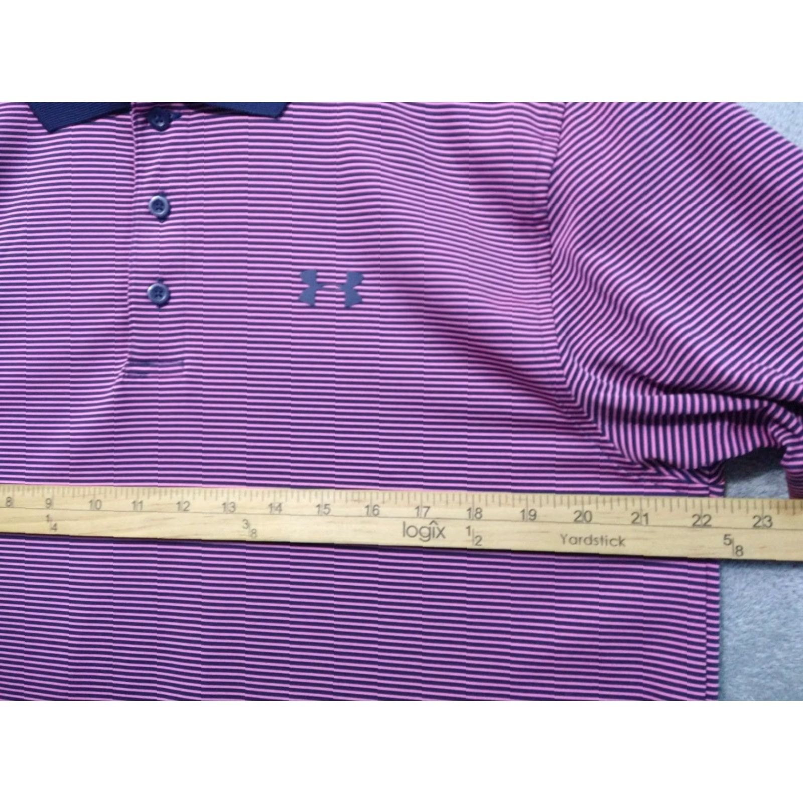 Under Armour Under Armour Polo Shirt Mens L Purple Striped Short Sleeve Performance Golf Breathable Quick Dry Moisture Wicking Lightweight Logo Size US L / EU 52-54 / 3 - 4 Thumbnail