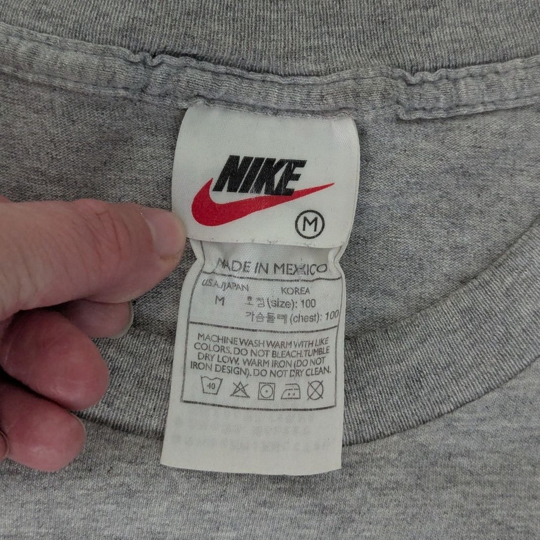 Nike × Vintage Vintage 90s Nike Basketball Graphic Tee Shirt Gray Yellow Size US M / EU 48-50 / 2 - 5 Thumbnail