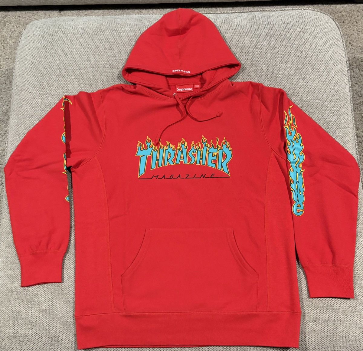Supreme × Thrasher Supreme x Thrasher logo hoodie, flame sleeves Size US XL / EU 56 / 4 - 1 Thumbnail