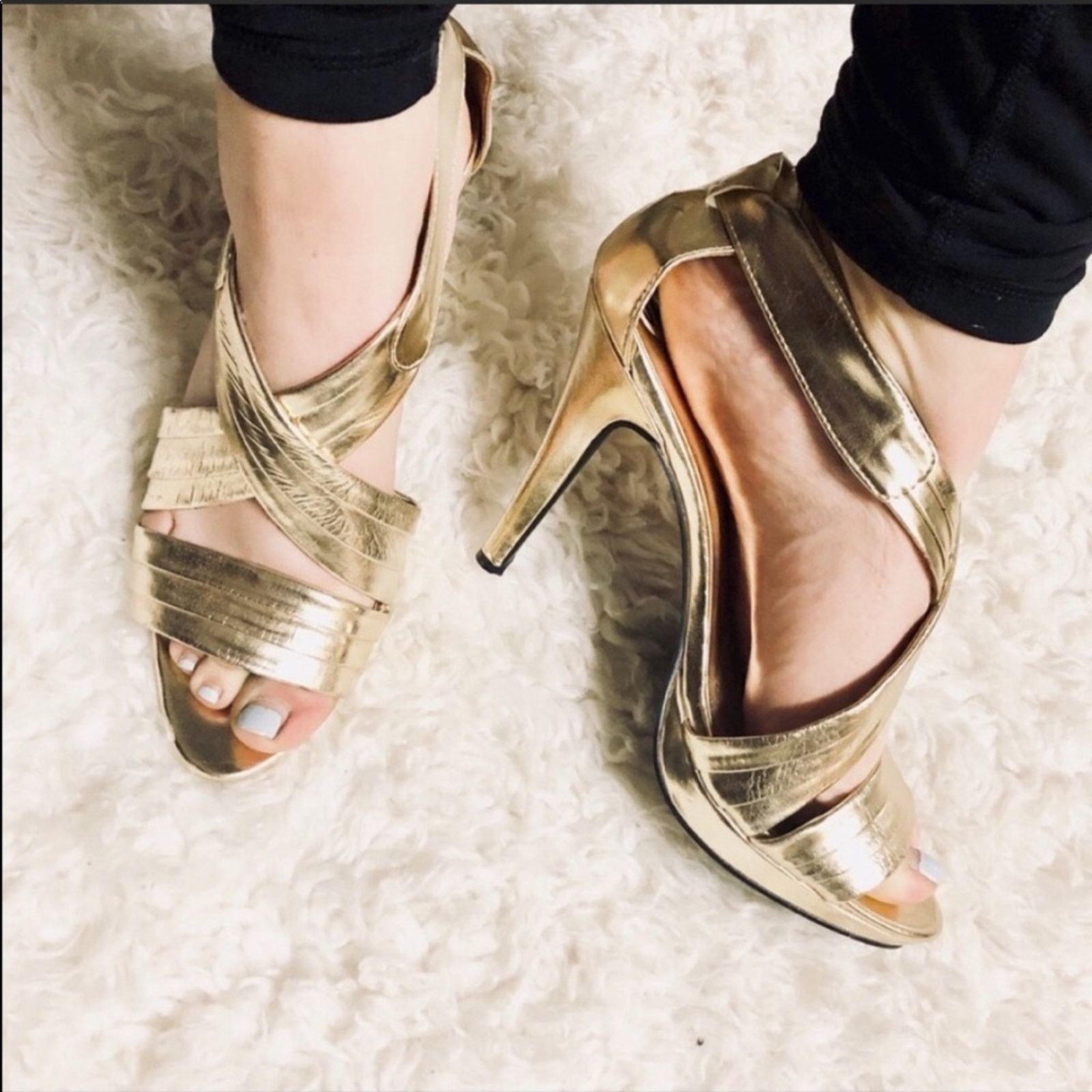 Asos NEW ASOS QUPID Metallic Gold Wrap High Heel Sandals Leather Size US 10 / IT 40 - 2 Thumbnail