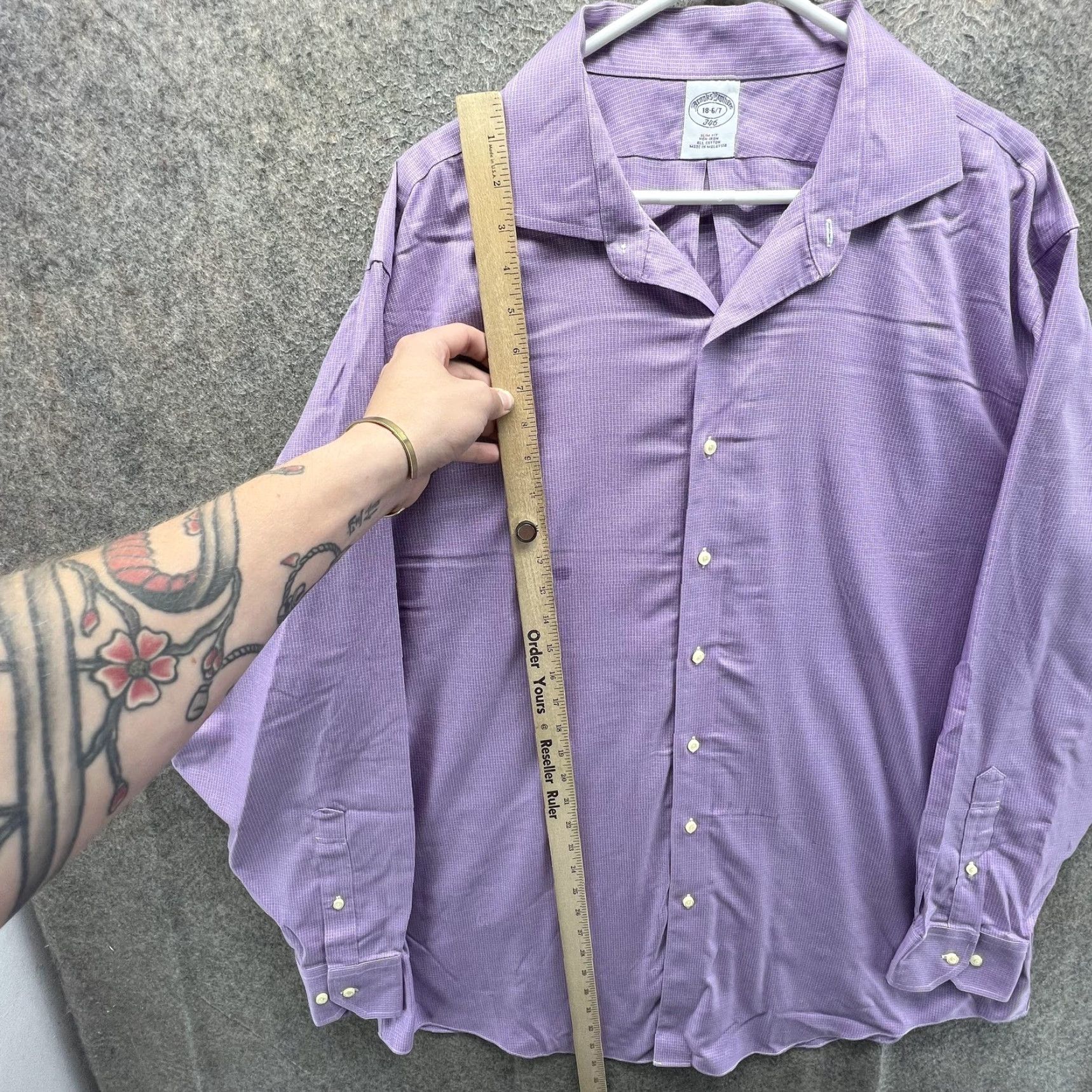 Brooks Brothers Brooks Brothers Dress Shirt Mens 18 6/7 Purple Check Slim Fit 346 Non Iron Shirt Mens 18 6/7 Purple Check Slim Fit 346 Non Iron Size 48R - 4 Thumbnail