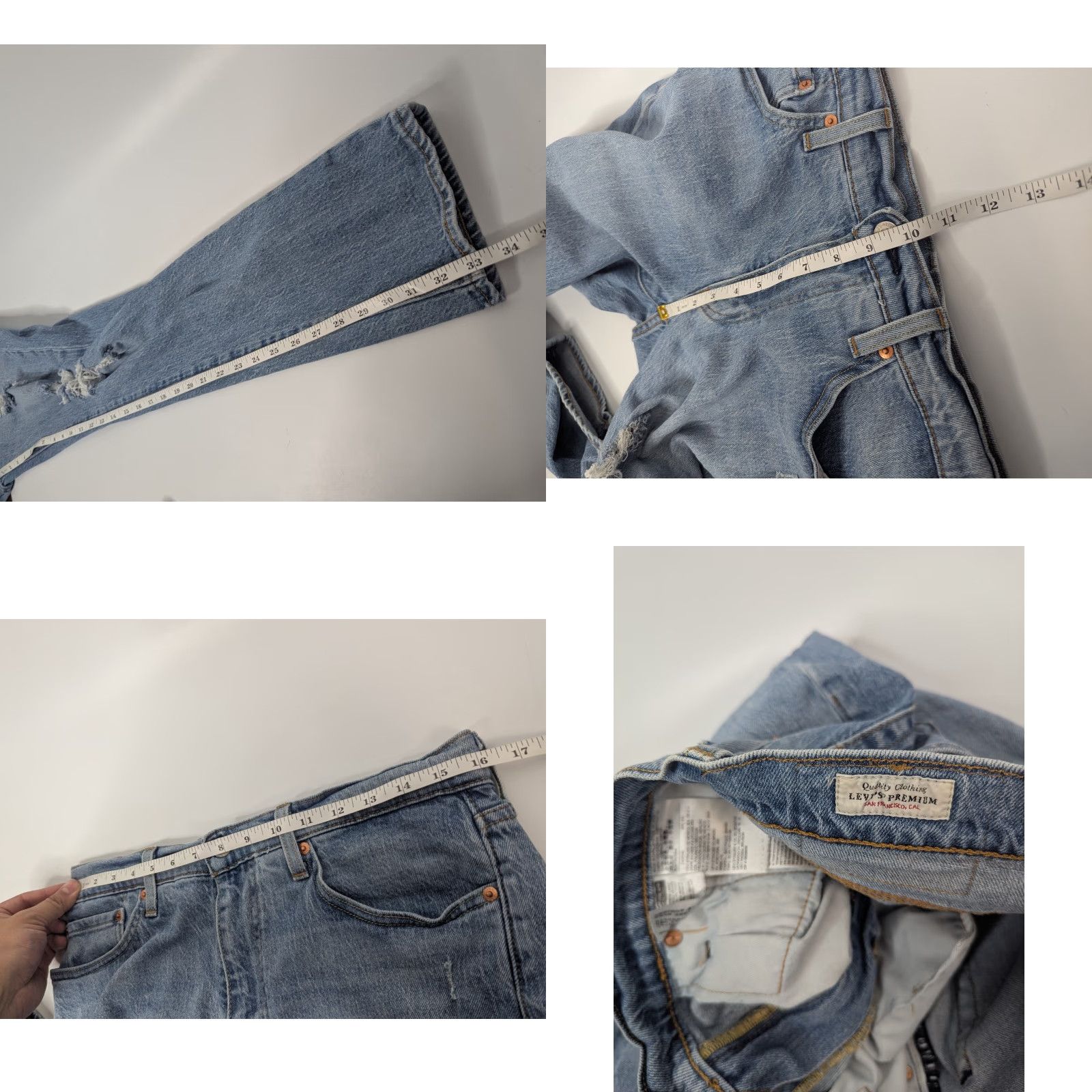 Levi's Levis Levi's 511 Jeans Slim Straight Blue 33x34 Regular Men's Denim Distressed 80s 90s Rock Workwear Size US 33 - 8 Thumbnail