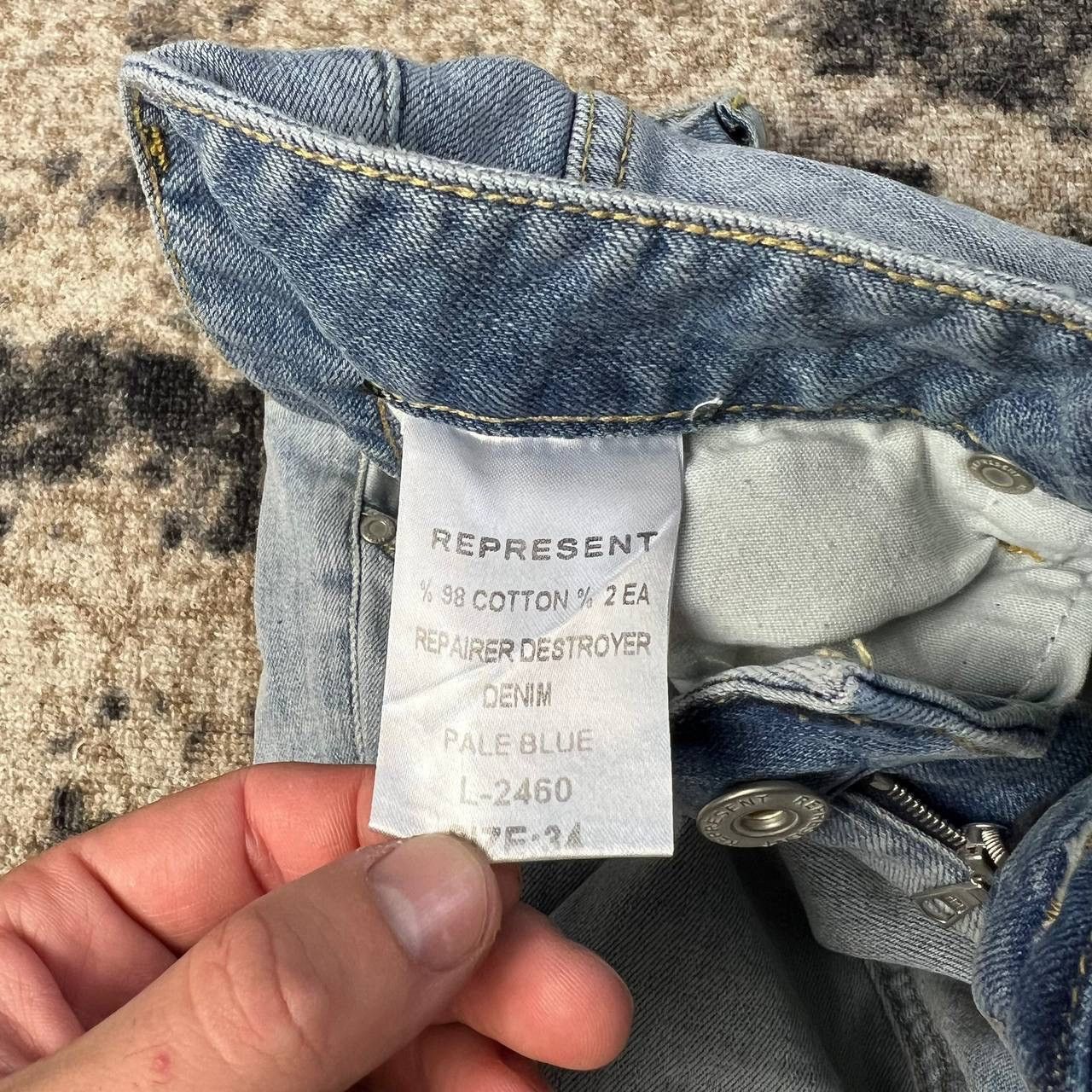 Represent Clo. Represent Distressed Style Blue Denim Jeans Streetwear Y2K Size US 34 / EU 50 - 8 Thumbnail
