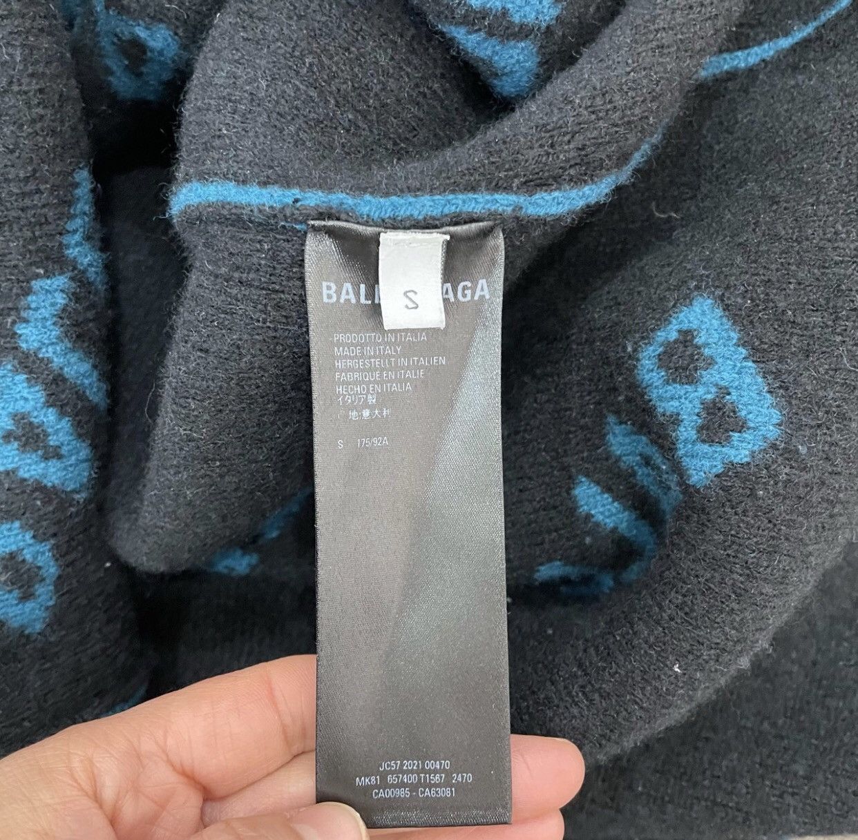 Balenciaga Balenciaga Lake Blue New Full Print Barrage Sweater2412- Size US S / EU 44-46 / 1 - 6 Thumbnail