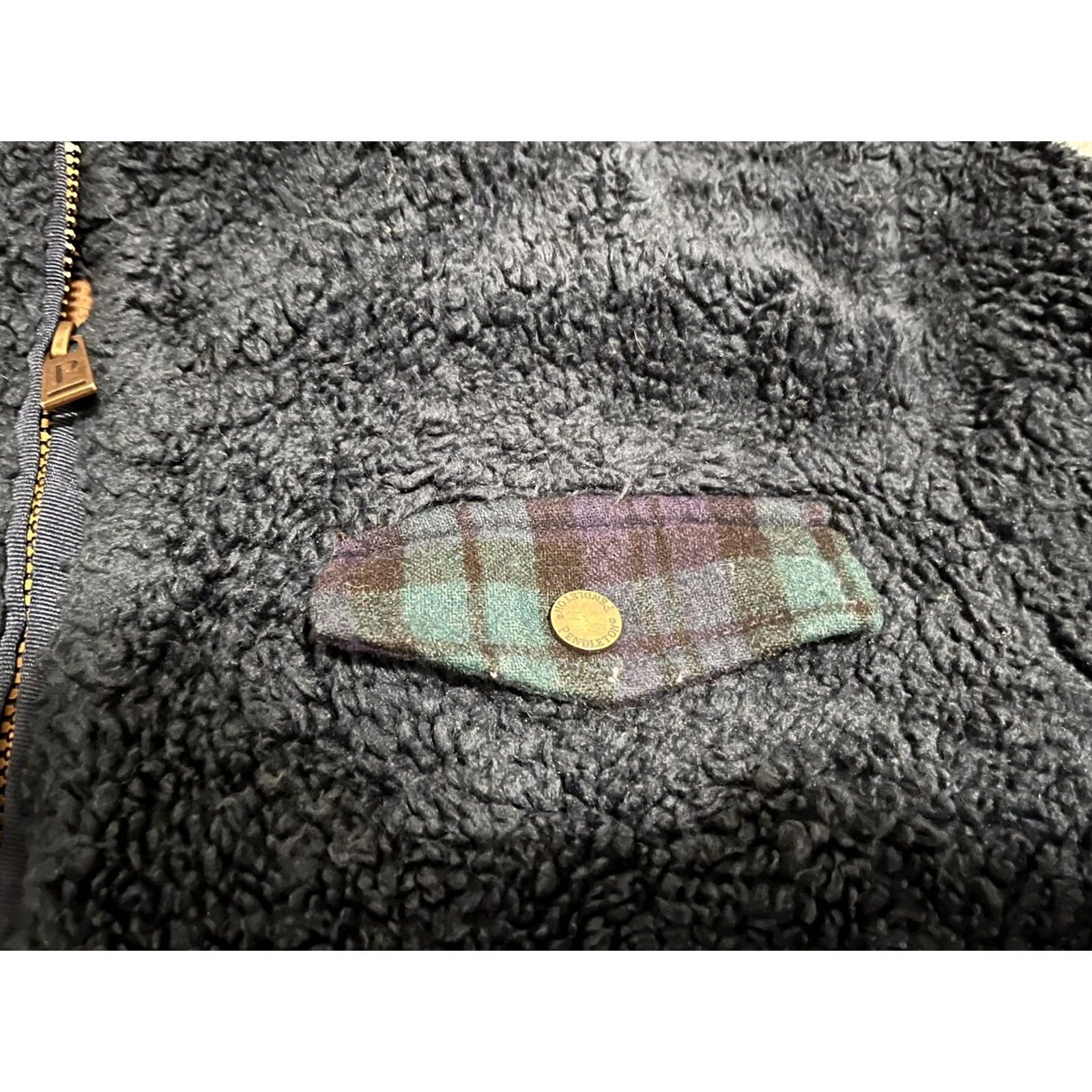 Pendleton VINTAGE Pendleton Jacket Womens XL Fleece Pile Plaid Blue Full Zip Up Pockets Size XL / US 12-14 / IT 48-50 - 3 Thumbnail