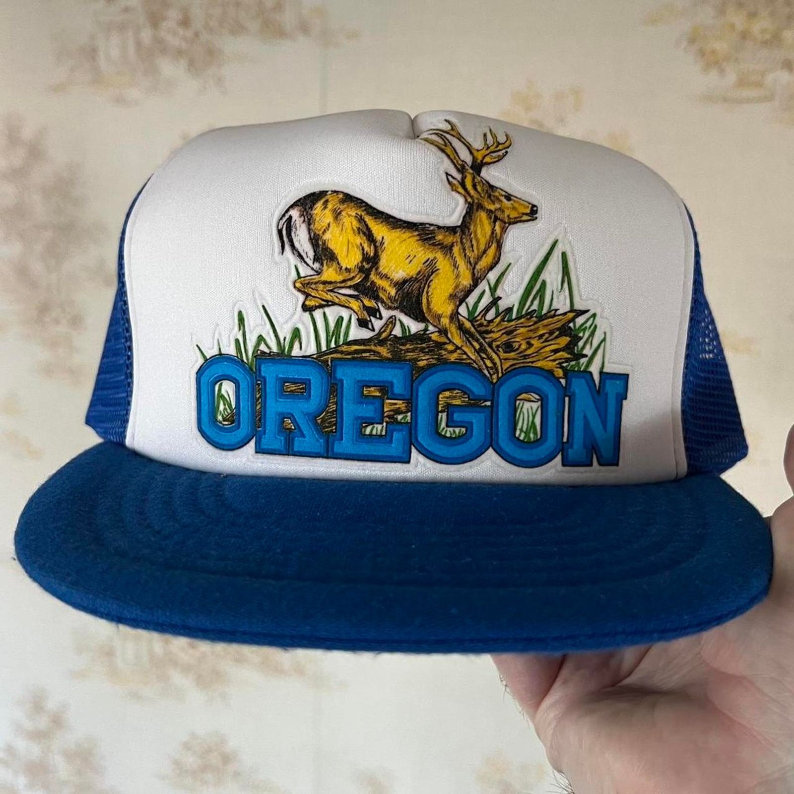 Vintage 80s Oregon Deer Trucker Hat | Embossed Puff Print | OSFA Size ONE SIZE - 1 Thumbnail
