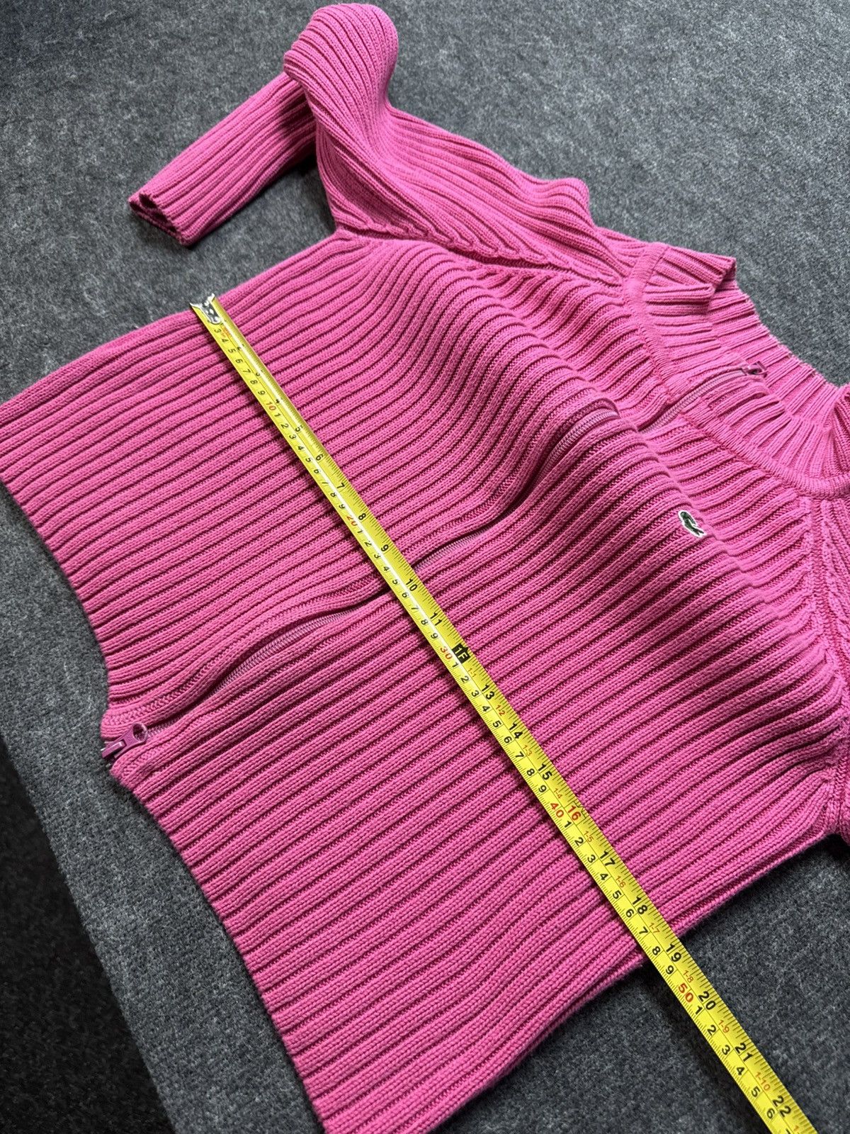 Lacoste 00s Luxury Vintage Lacoste Women’s Ribbed Zip Sweater Y2K Size S / US 4 / IT 40 - 18 Thumbnail