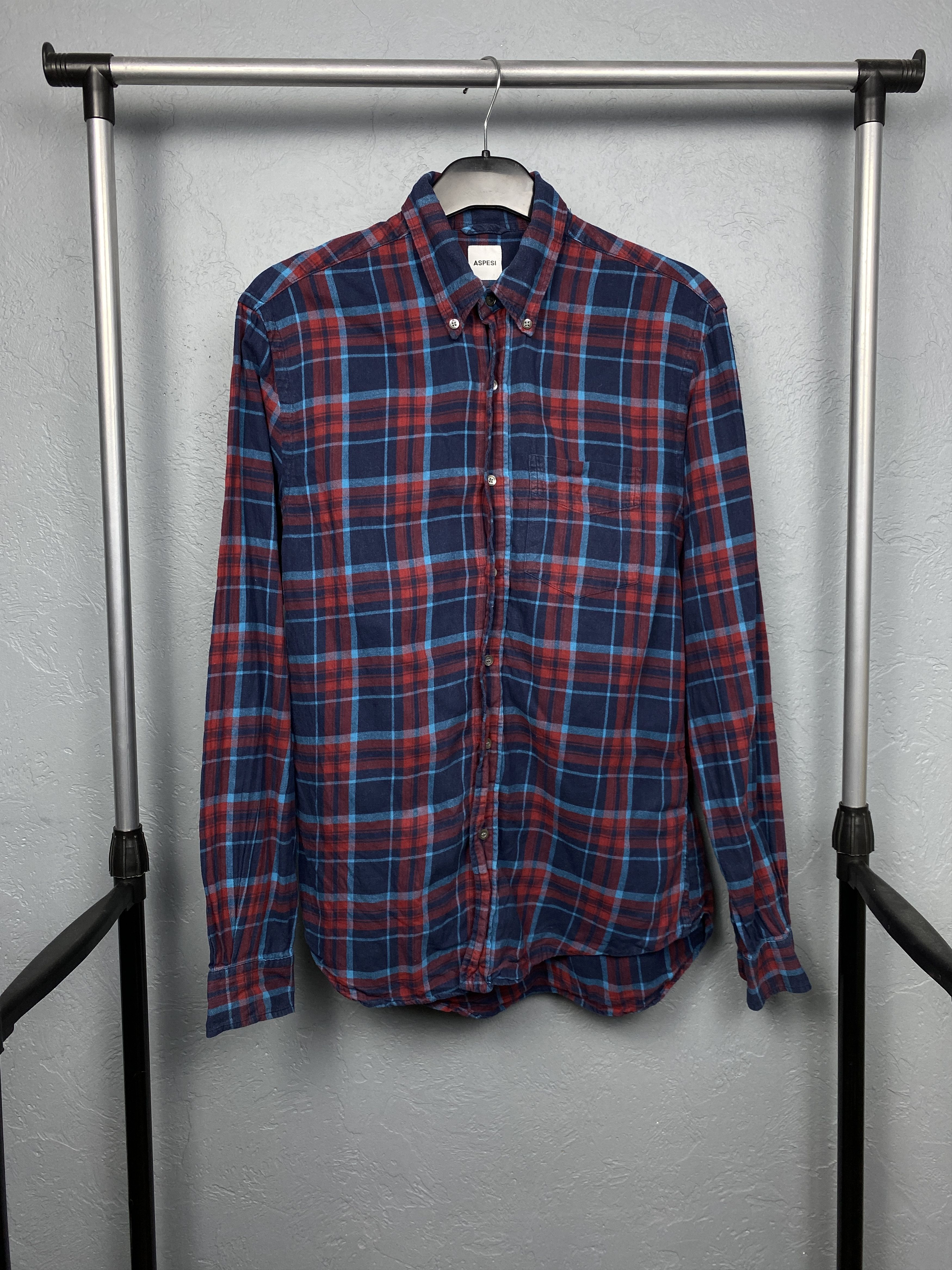 Aspesi Aspesi Vintage Mens Plaid Long Sleeve Flannel Shirt Size US S / EU 44-46 / 1 - 1 Thumbnail