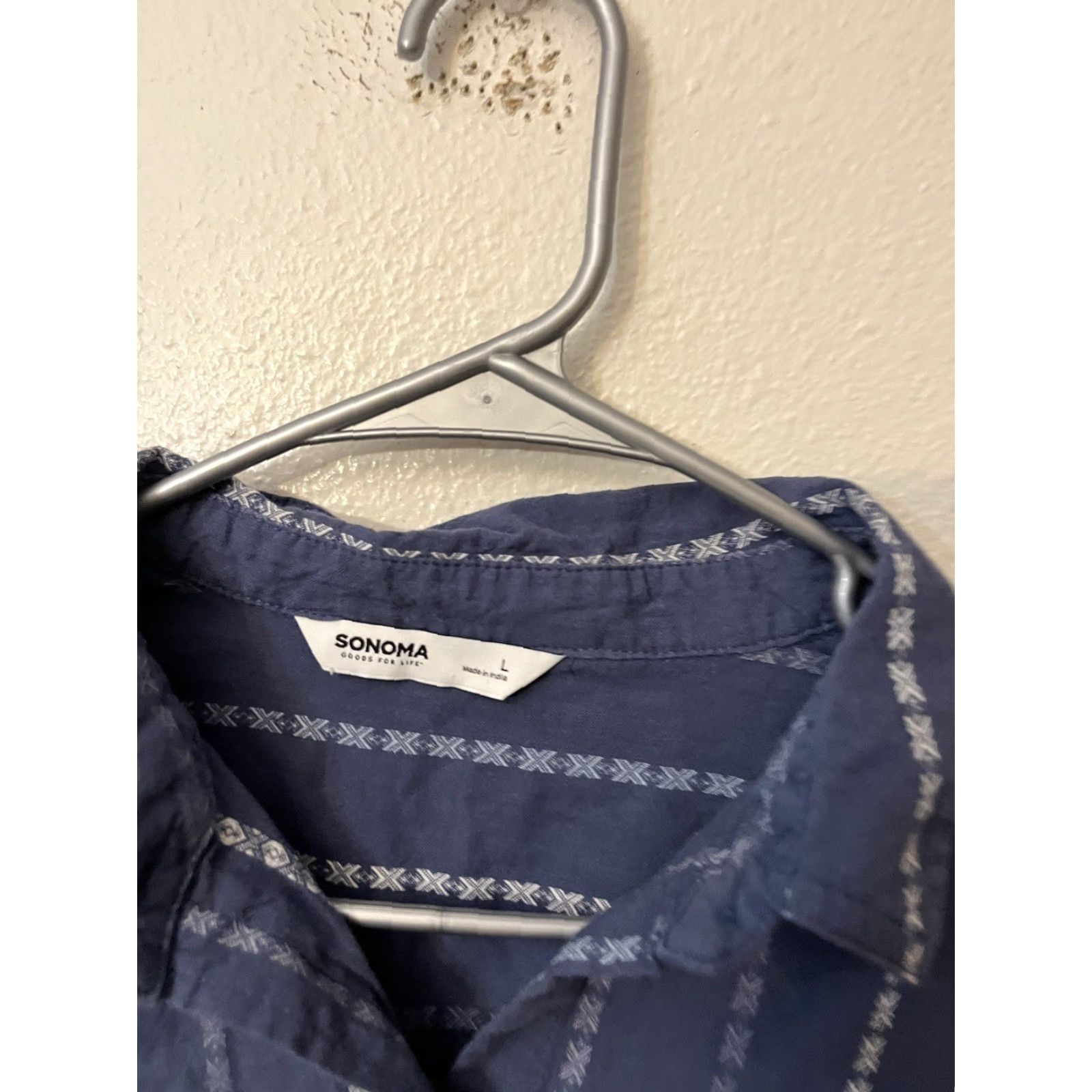 Vintage Sonoma Blouse Women's L Cyclone Blue Button Front The Everyday Shirt Stripes Size L / US 10 / IT 46 - 3 Thumbnail