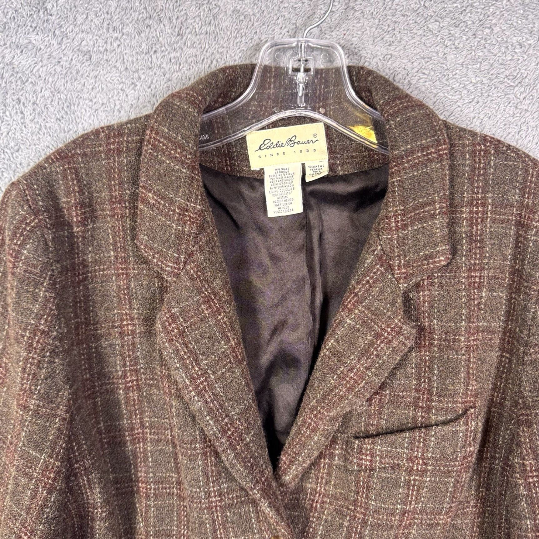 Eddie Bauer VINTAGE Eddie Bauer Blazer Womens Large Tall Chore Coat Barn Jacket Lambswool Wool Geometric Button Pockets Collared Brown 90s Mens Womens Girls? Size L / US 10 / IT 46 - 2 Thumbnail