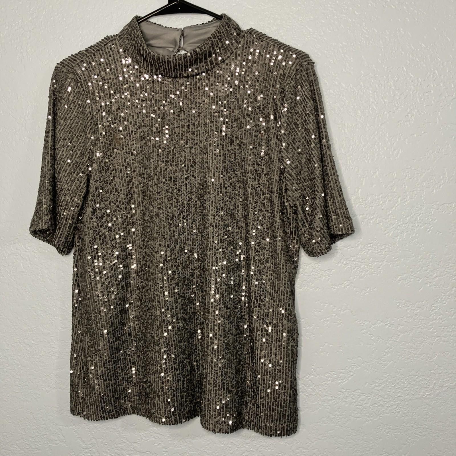Calvin Klein Calvin Klein Women’s Short Sleeve Sequin Shirt Size Medium Size M / US 6-8 / IT 42-44 - 1 Thumbnail
