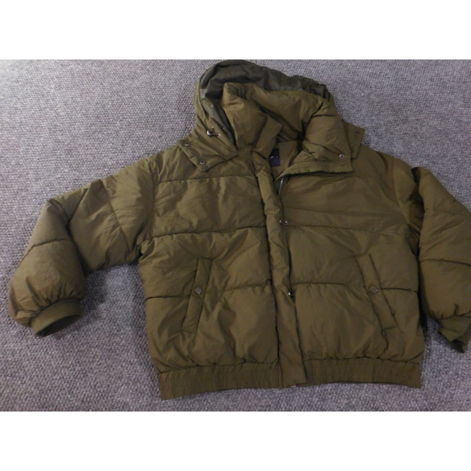 Lucky Brand Lucky Brand Jacket Womens Large Green Puffer Hooded Snap Pocket Casual Winter Size L / US 10 / IT 46 - 3 Thumbnail