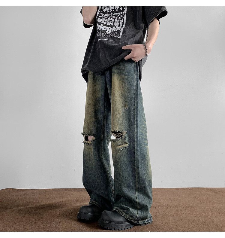 Japanese Brand × Jean Men's retro loose straight casual ripped jeans y2k Size US 32 / EU 48 - 3 Thumbnail