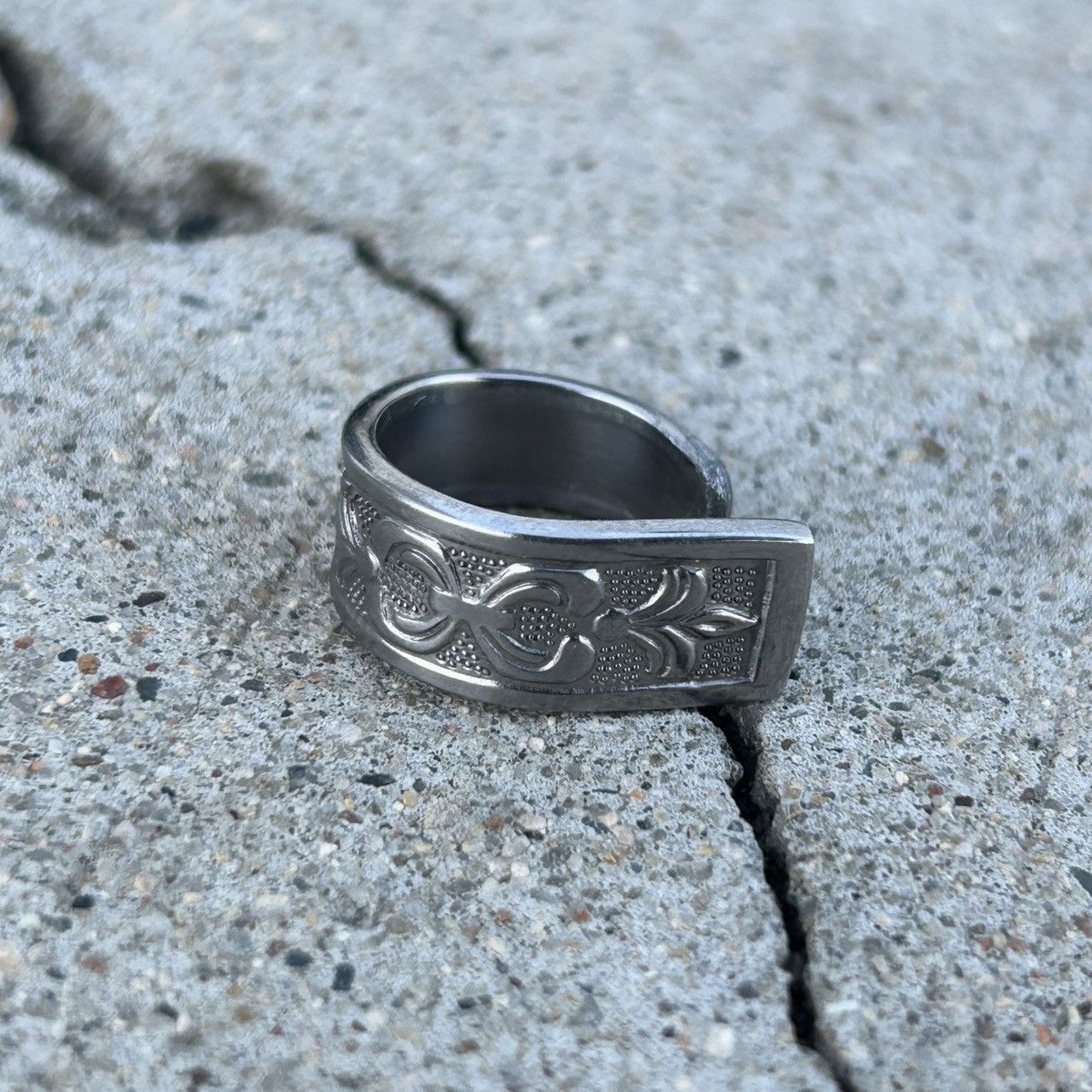 Vintage Drop Edge 1/1 Silver Ring Size ONE SIZE - 2 Thumbnail