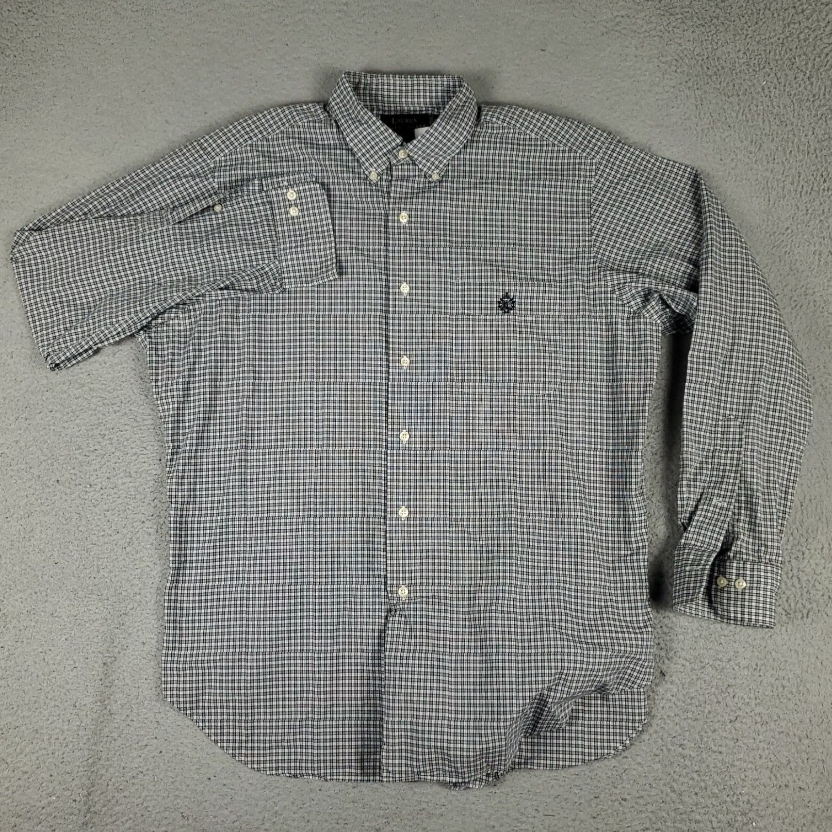 Ralph Lauren Ralph Lauren Dress Shirt Mens 16.5 Gray Blue Plaid Long Sleeve Button-Down Regular Fit Classic Size 42R - 2 Thumbnail