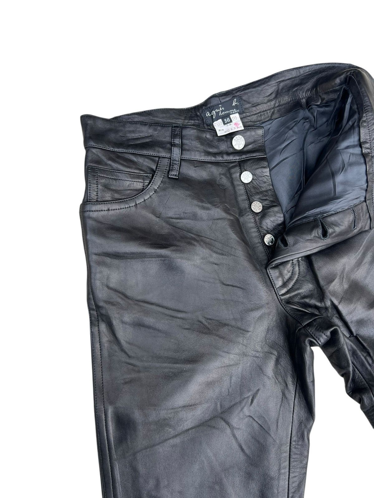 agnes b. VTG Agnes B. Homme Paris France Napa Sheepskin Leather Jeans Size US 28 / EU 44 - 6 Thumbnail