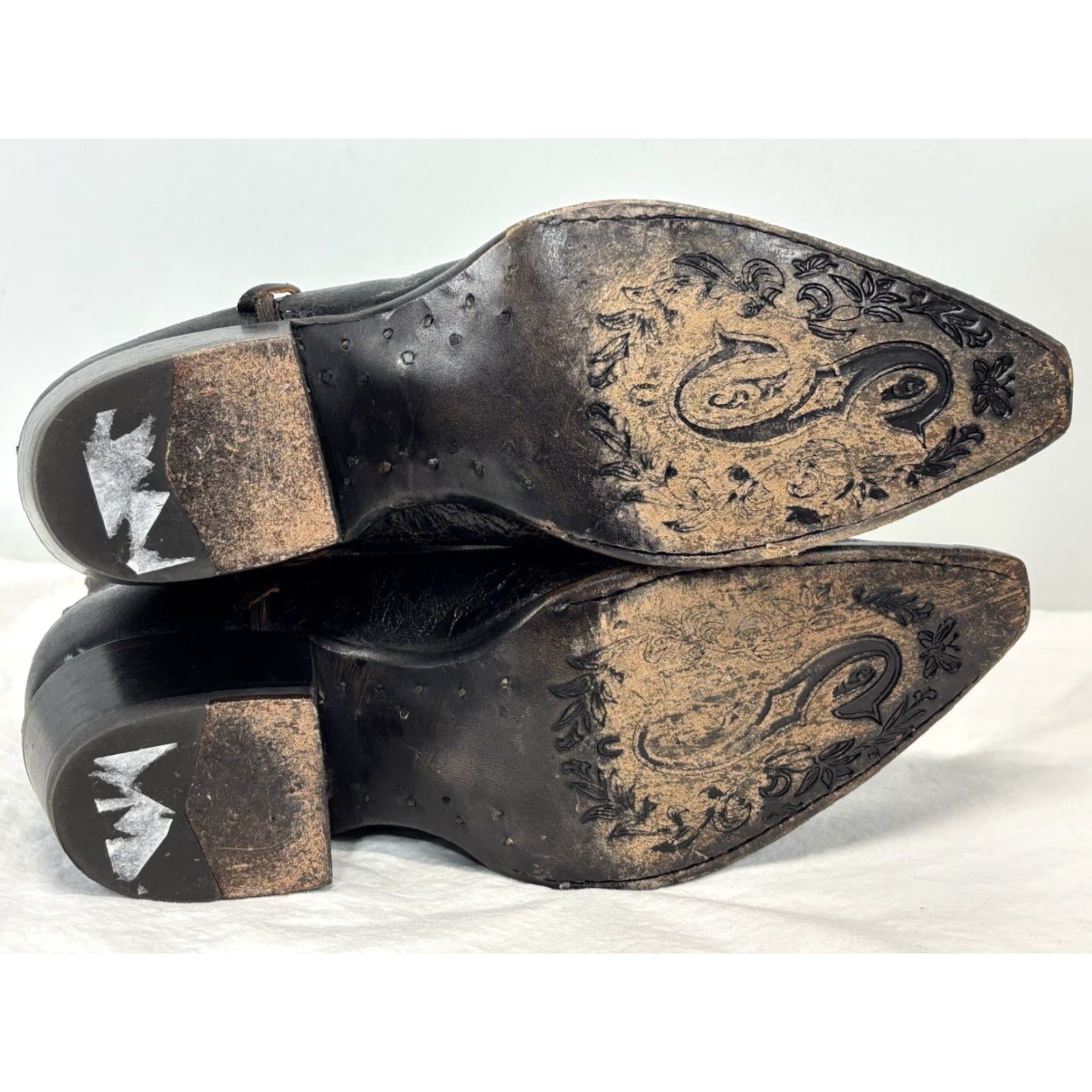 Vintage VINTAGE Sonora Cassidy Western Boots Women 6.5B Brown Distressed Leather Pointed Toe Fold-Over Womens Size US 6.5 / IT 36.5 - 6 Thumbnail