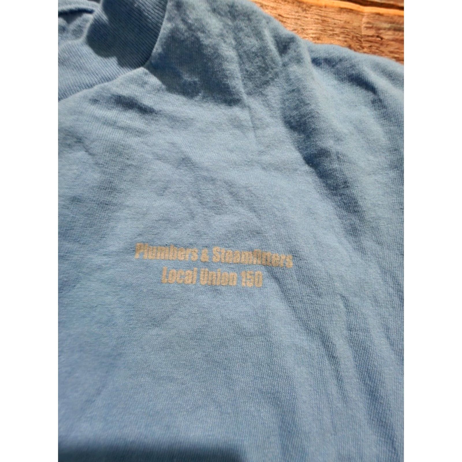 Vintage Vintage Union Line Men's T-Shirt Short Sleeve Crew Neck USA Plumbers Union Augusta GA Blue Medium Size US M / EU 48-50 / 2 - 3 Thumbnail