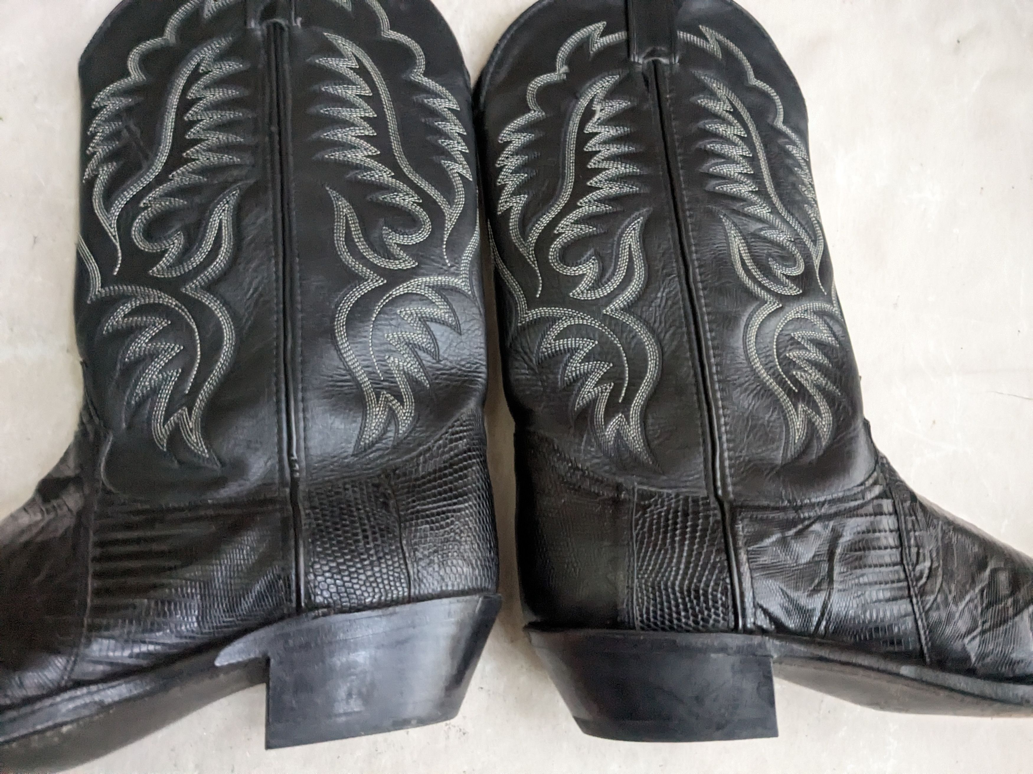 Genuine Leather Code West Cowboy Boots Black Lizard Leather 10.5 M Size US 10.5 / EU 43-44 - 6 Thumbnail
