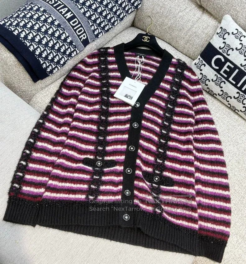 Chanel Chanel 23B Autumn and Winter Preview Series Purple Striped Size S / US 4 / IT 40 - 1 Thumbnail