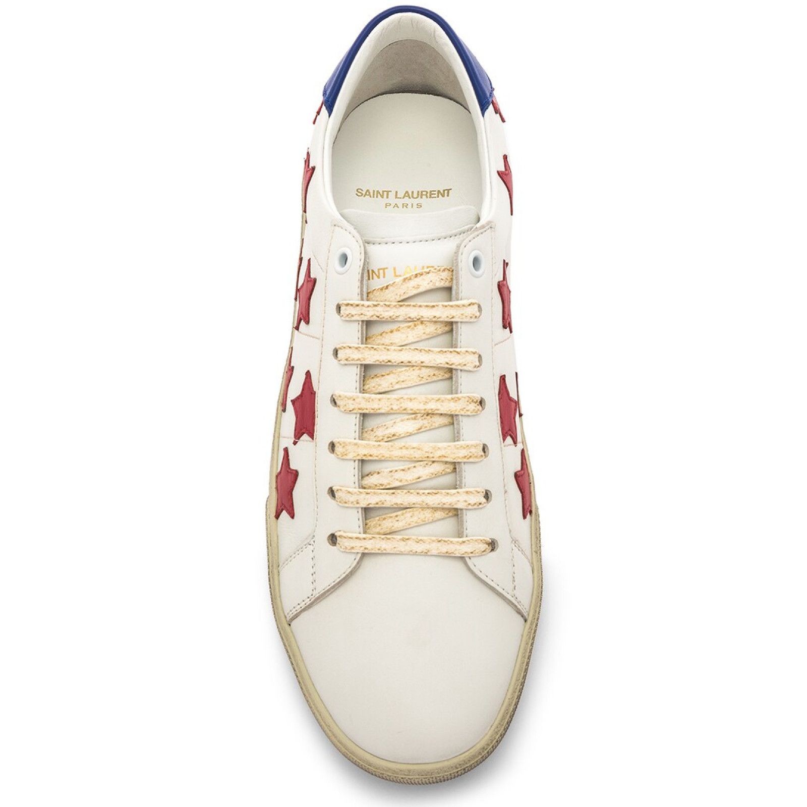 Yves Saint Laurent Court Classic SL Red Star Distressed Flat Low Top Sneaker Size US 6 / IT 36 - 8 Thumbnail