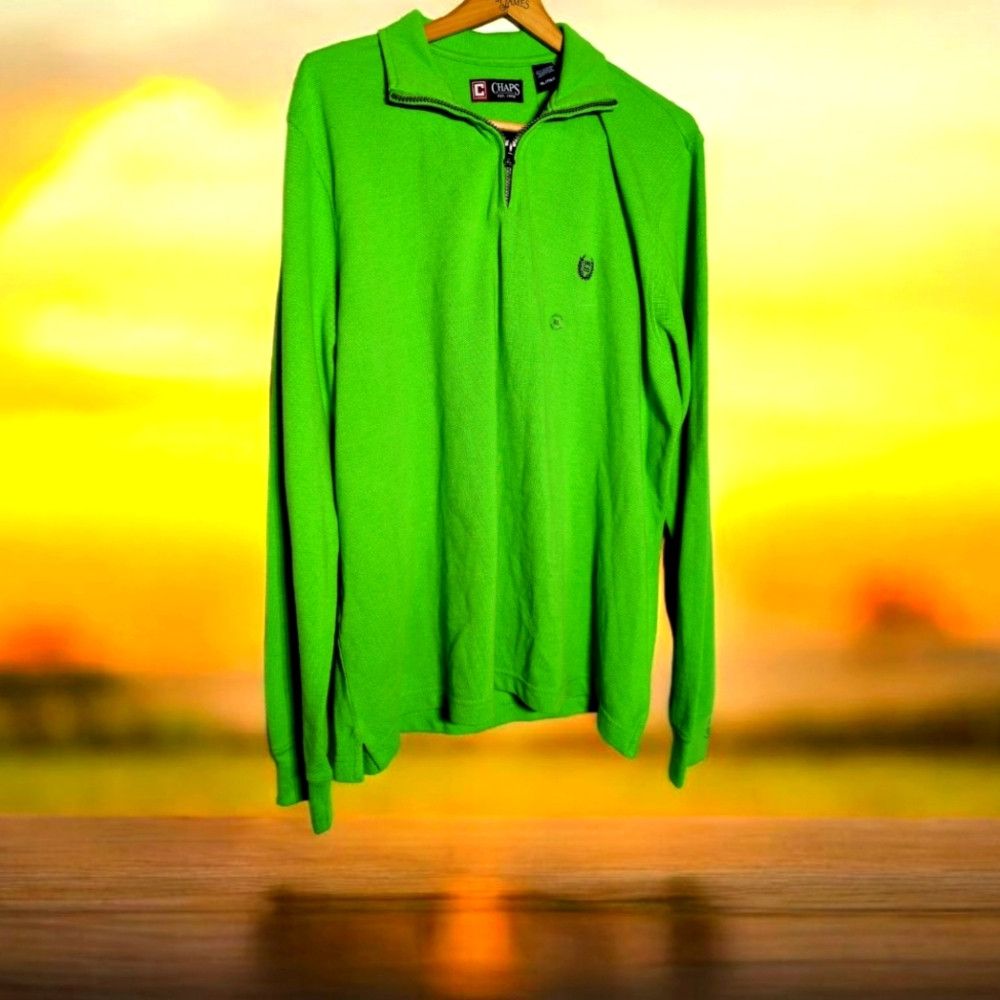 Chaps Ralph Lauren Green XL Long Sleeve Polo Shirt Quarter Zip NWT Size US XL / EU 56 / 4 - 1 Thumbnail