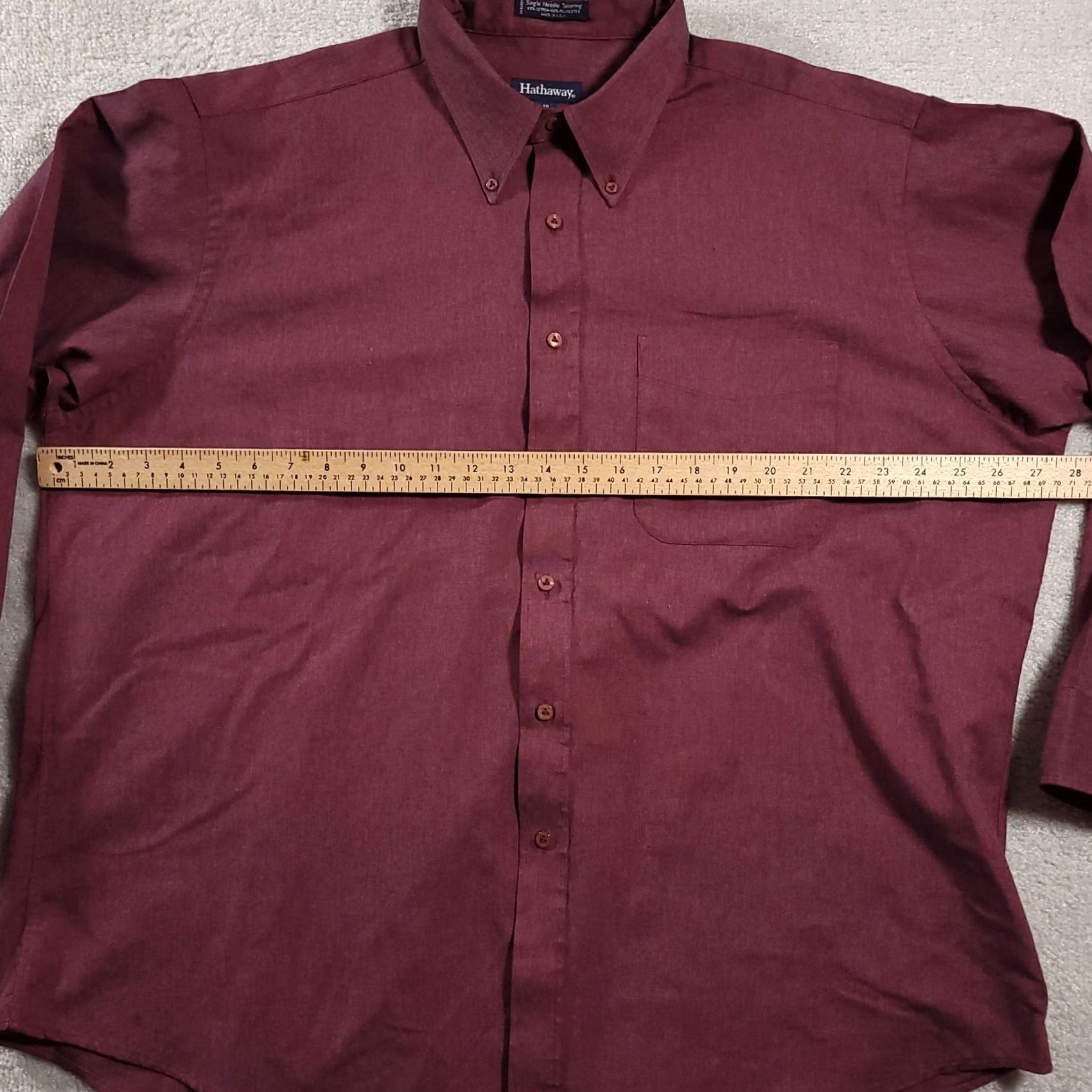 Vintage VINTAGE Button-Down Shirt Mens 18 34/35 Long Sleeve Red Cotton Blend Solid 90s FLAW Size US XXL / EU 58 / 5 - 3 Thumbnail