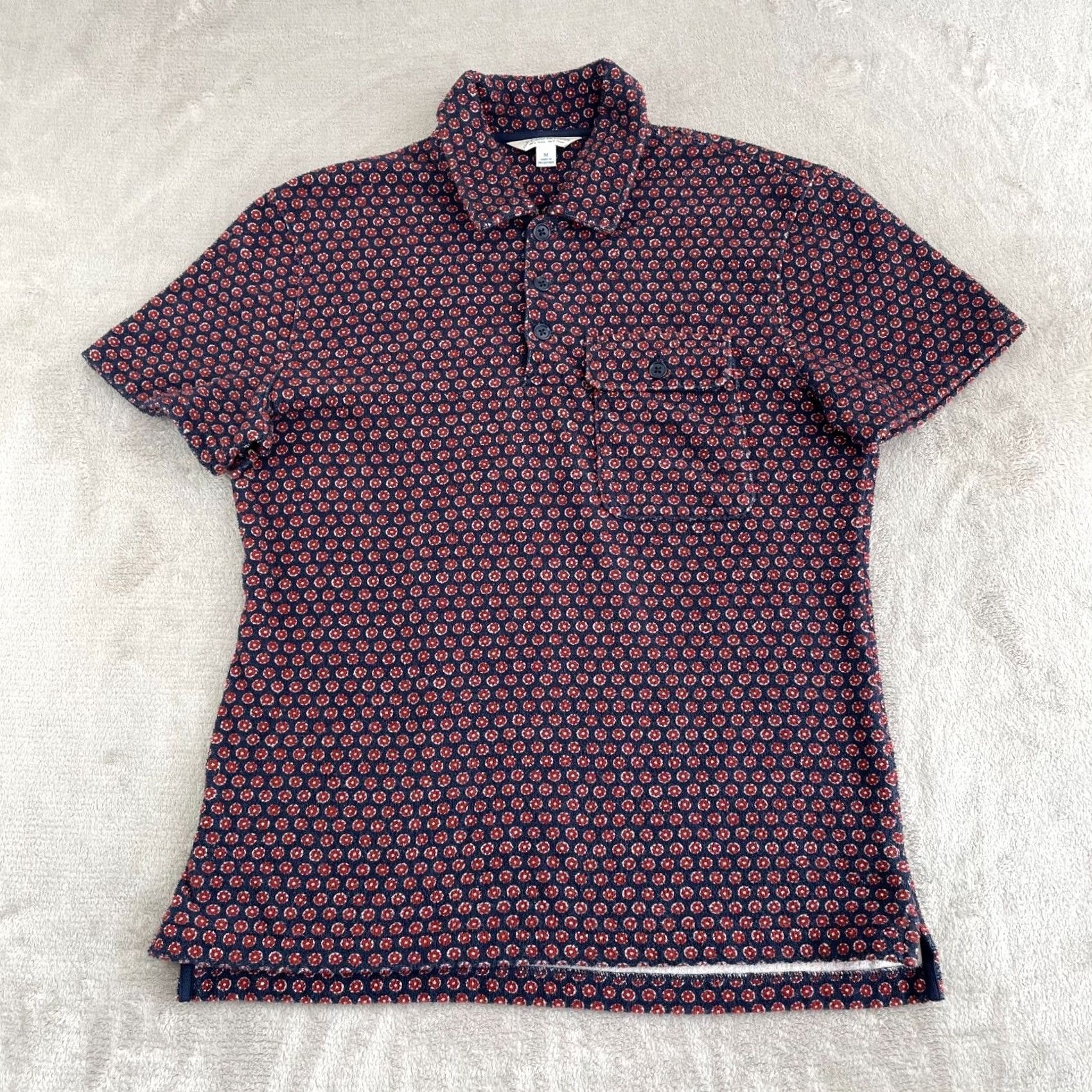 J.Crew J.Crew Polo Shirt Men Medium Short Sleeve Pocket Floral AOP Terry NWOT Size US M / EU 48-50 / 2 - 3 Thumbnail