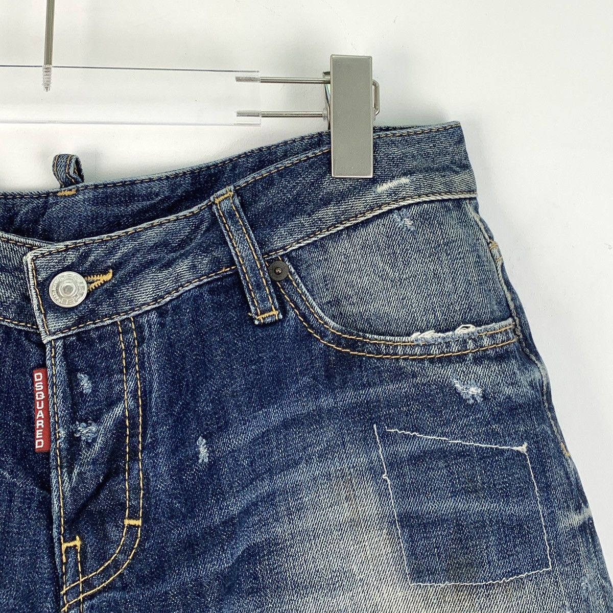 Dsquared2 Dsquared2 Dark Blue Washed Distressed Denim Shorts K26WX Size 30" / US 8 / IT 44 - 3 Thumbnail