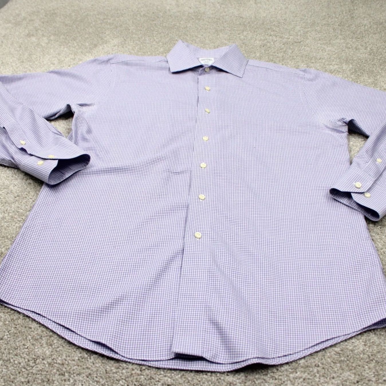 Brooks Brothers Brooks Brothers Regent Dress Shirt Mens 15 1/2 Purple Non-Iron Cotton L/S Button-Down Collared Size 42R - 3 Thumbnail