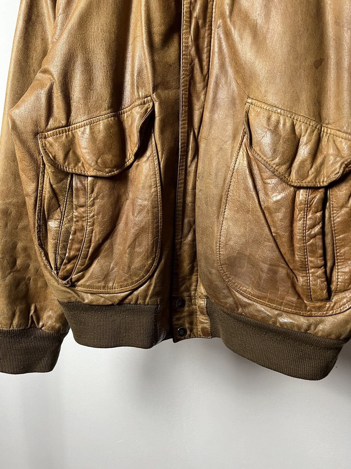Japanese Brand × Vintage Vintage Brown Leather Boxy Bomber Jacket Kanye West Style Size US XL / EU 56 / 4 - 7 Thumbnail