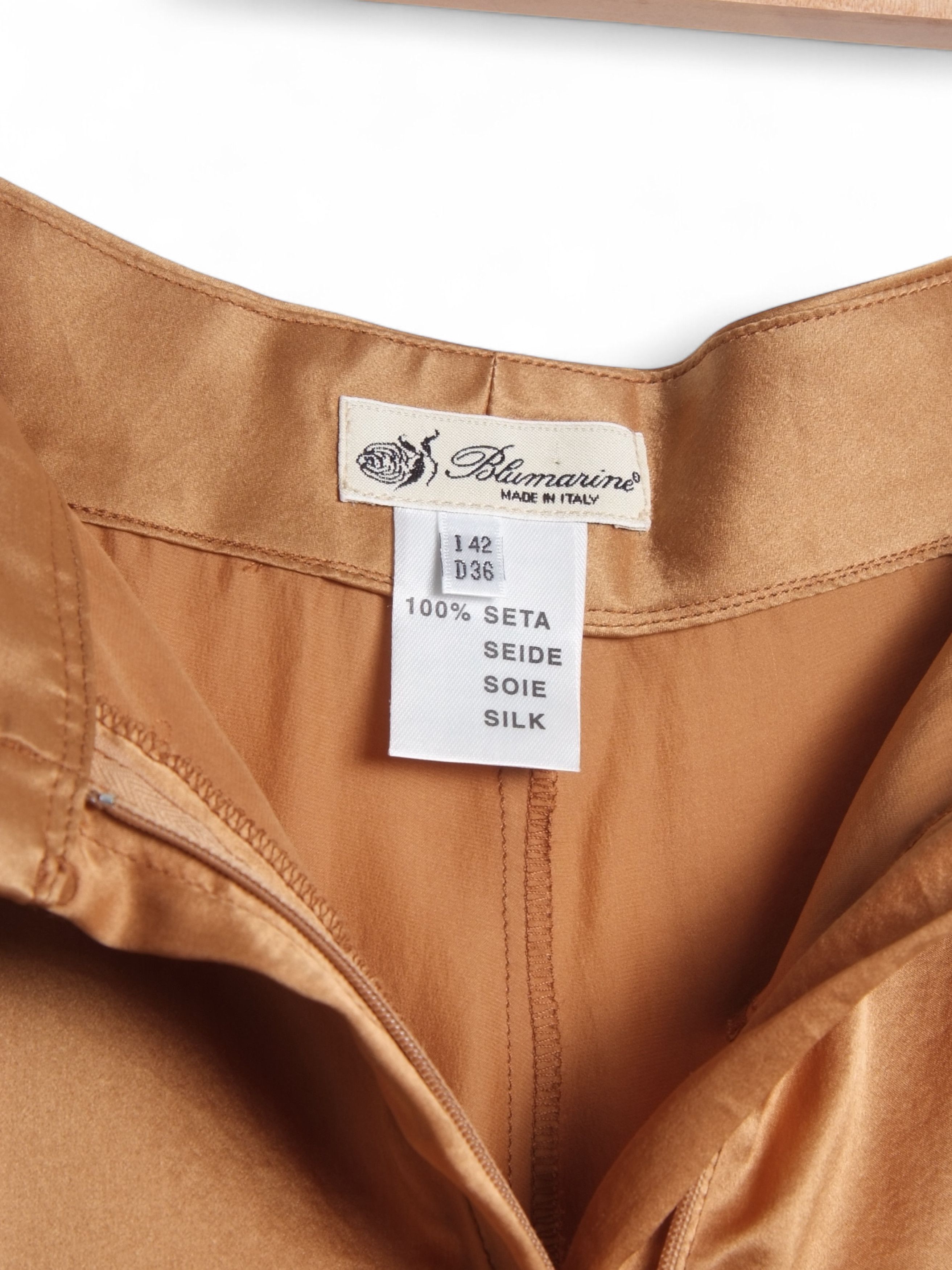 Blumarine Blumarine Vintage Pure Silk Wide Leg Golden Pants US6 Size 28" / US 6 / IT 42 - 2 Thumbnail