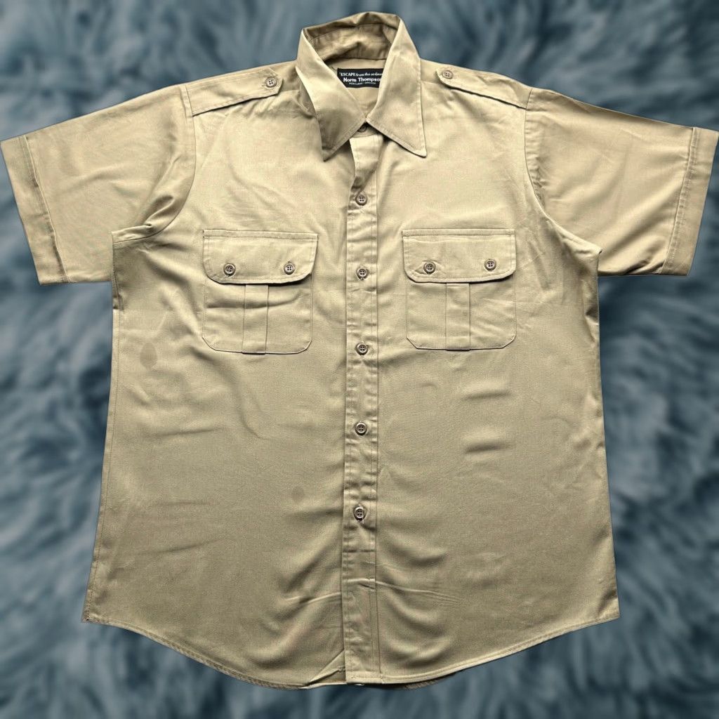 Jim Thompson VINTAGE Norm Thompson Twill Safari Button Up Shirt Men Large Brown Khaki Size US L / EU 52-54 / 3 - 1 Thumbnail