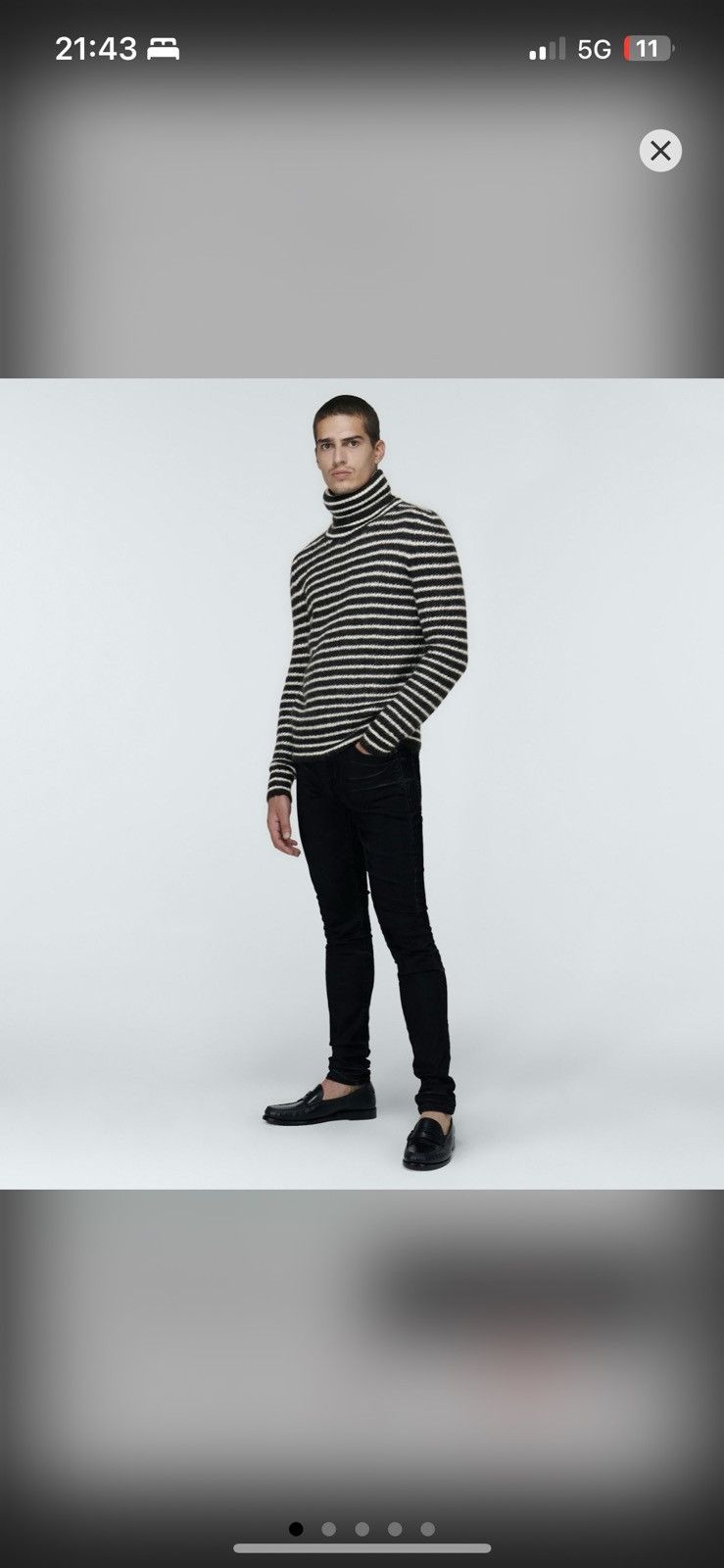 Saint Laurent Paris Striped Mohair Turtleneck Sweater Size US M / EU 48-50 / 2 - 14 Thumbnail