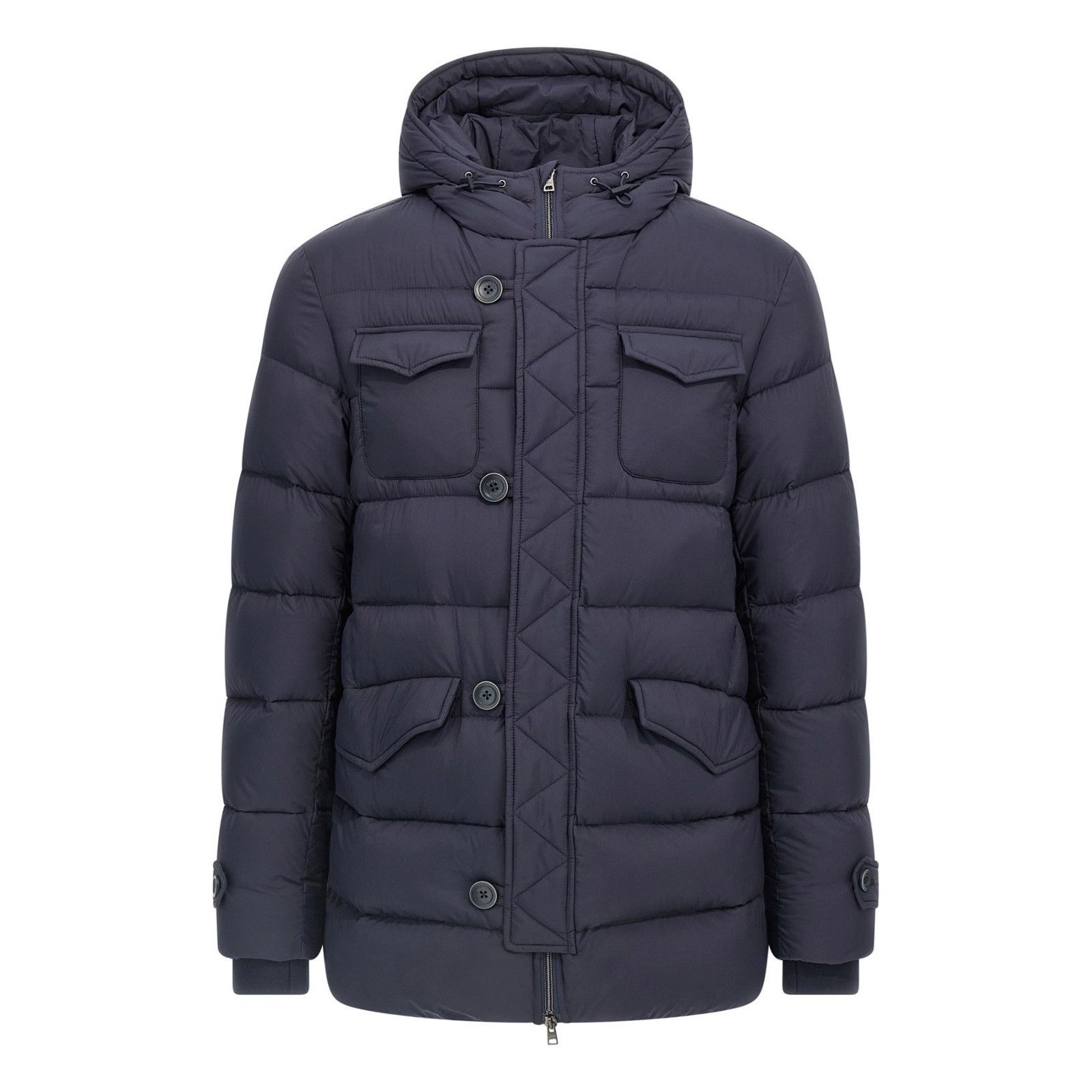 HERNO L'Eskimo Blue Nylon Hooded Down Jacket New & Authentic