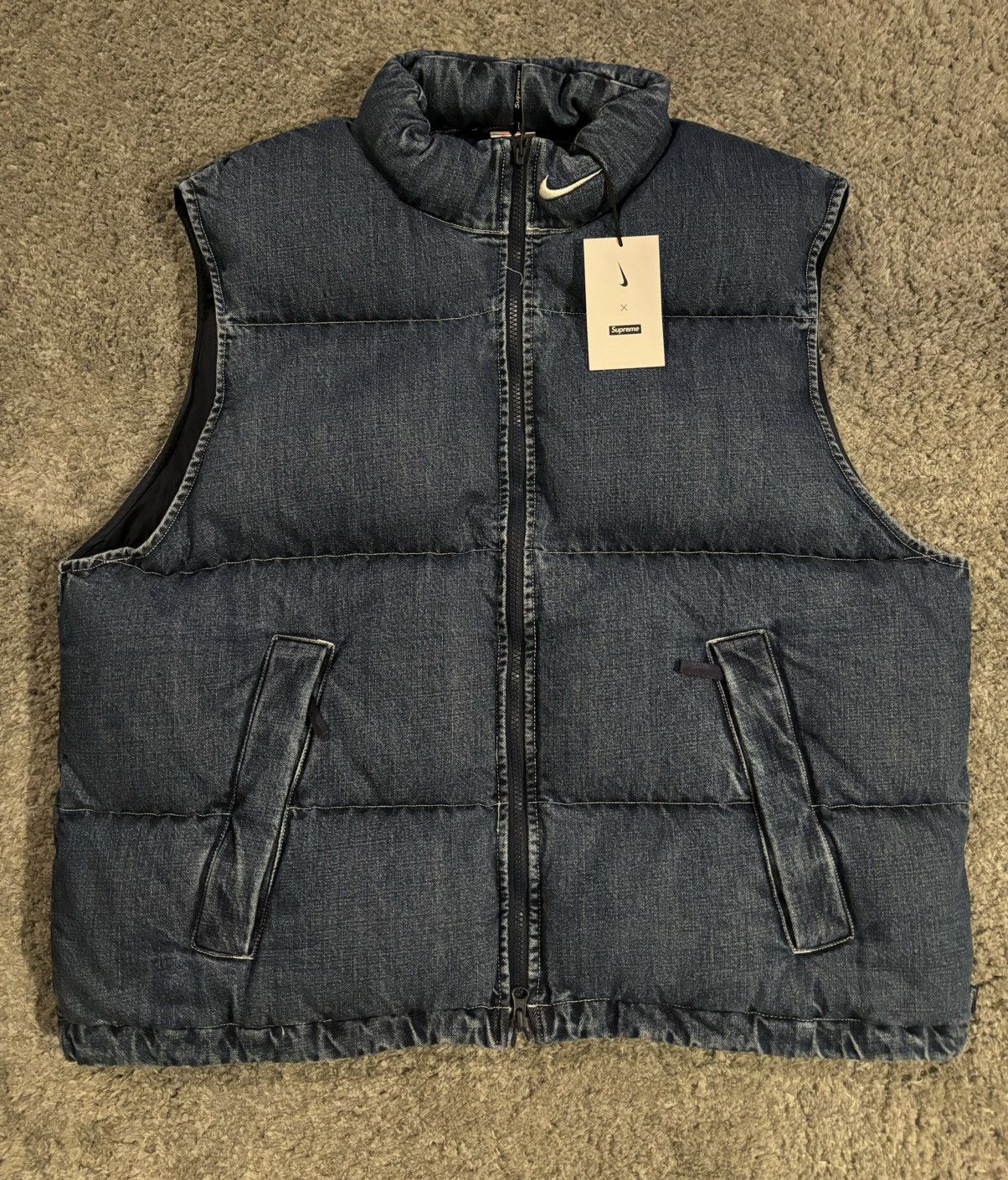 image of Nike Denim Vest Indigo in Navy, Men's (Size Large)