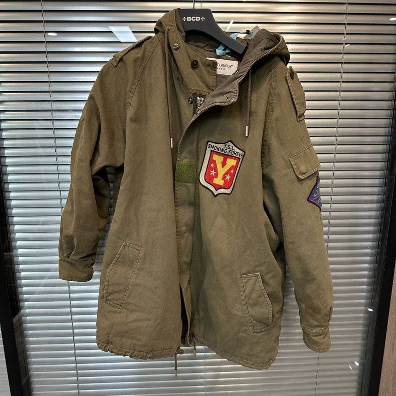 Saint Laurent Paris Saint Laurent Paris YSL Green Hooded Jacket Size 36-2506 Size US S / EU 44-46 / 1 - 1 Thumbnail