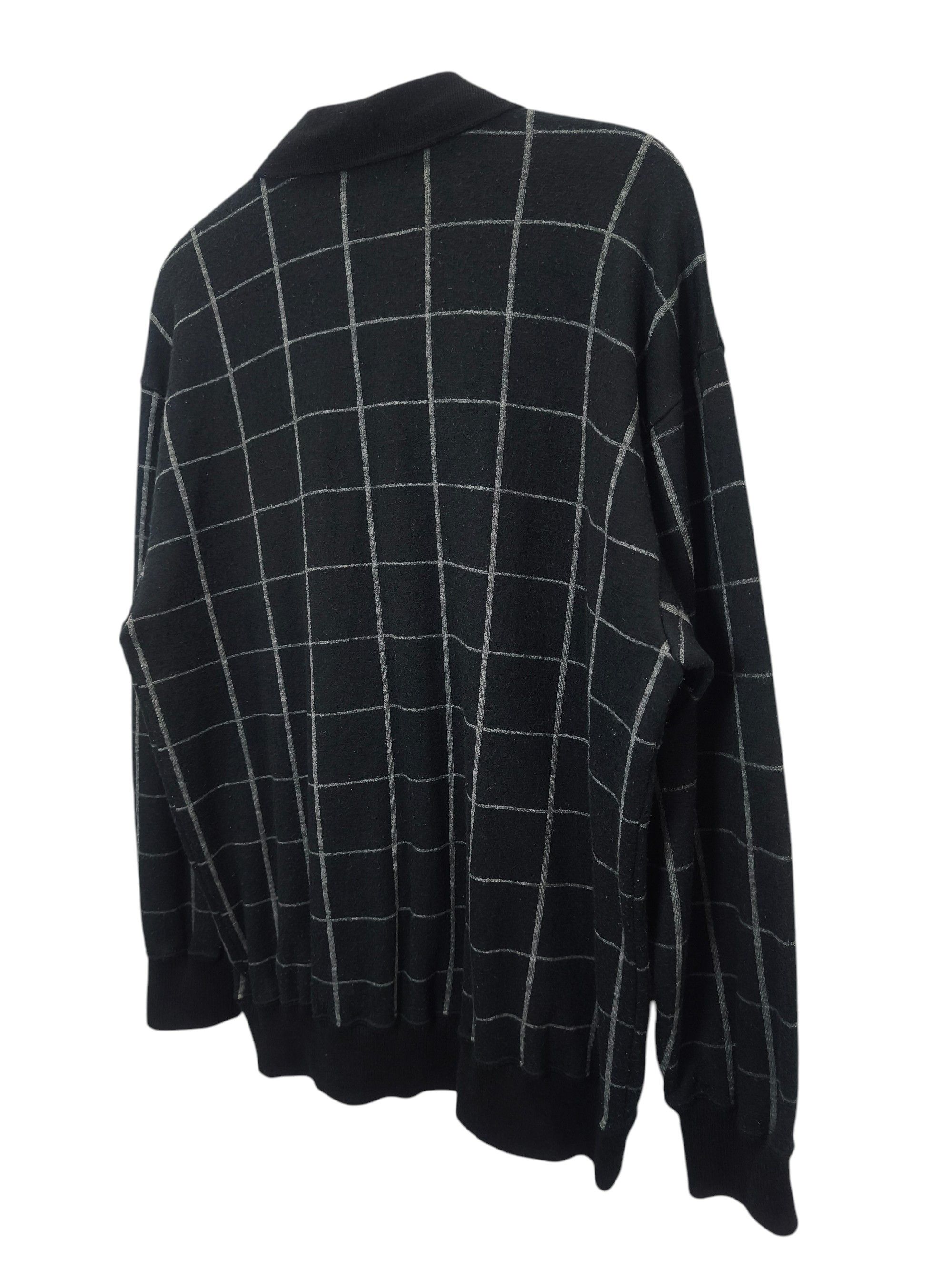 Comme des Garcons Homme Vintage 80's CDGH Checkered Knit Long Sleeve Polo Shirt Size US L / EU 52-54 / 3 - 5 Thumbnail