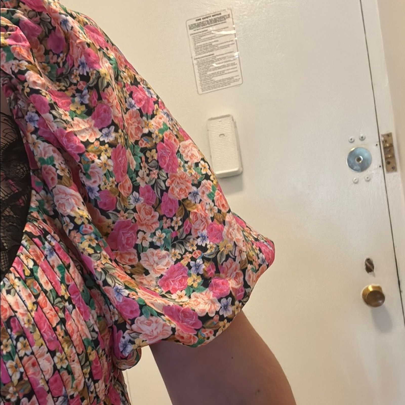 Other For Love And Lemons Pink Floral Midi Dress Size L Size L / US 10 / IT 46 - 4 Thumbnail