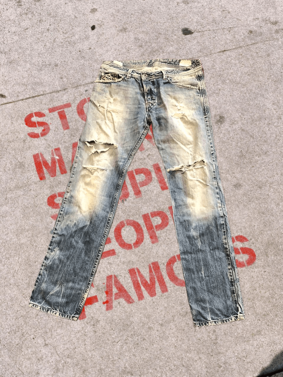 DIESEL DARRON Men’s Vintage Wash Jeans Regular Fit
