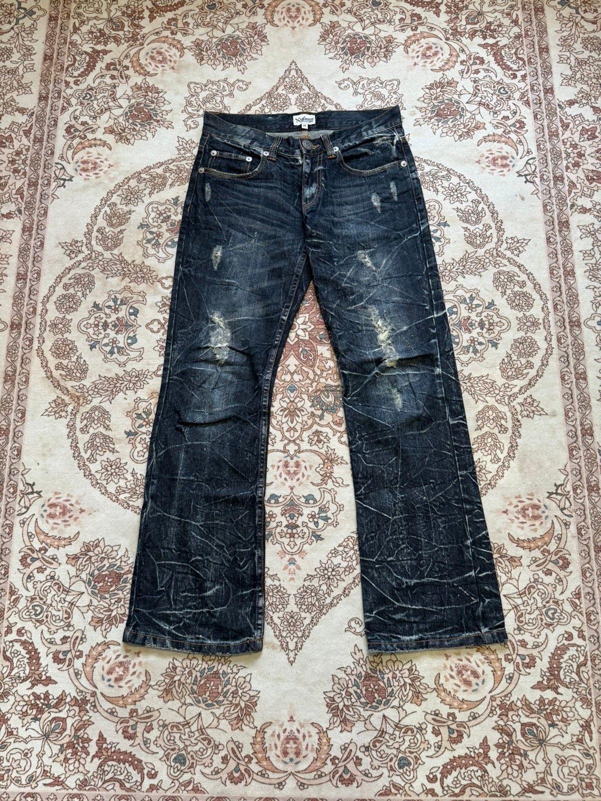 Pre-owned Archival Clothing X Vintage Nylaus Japan Flare Jeans In Black
