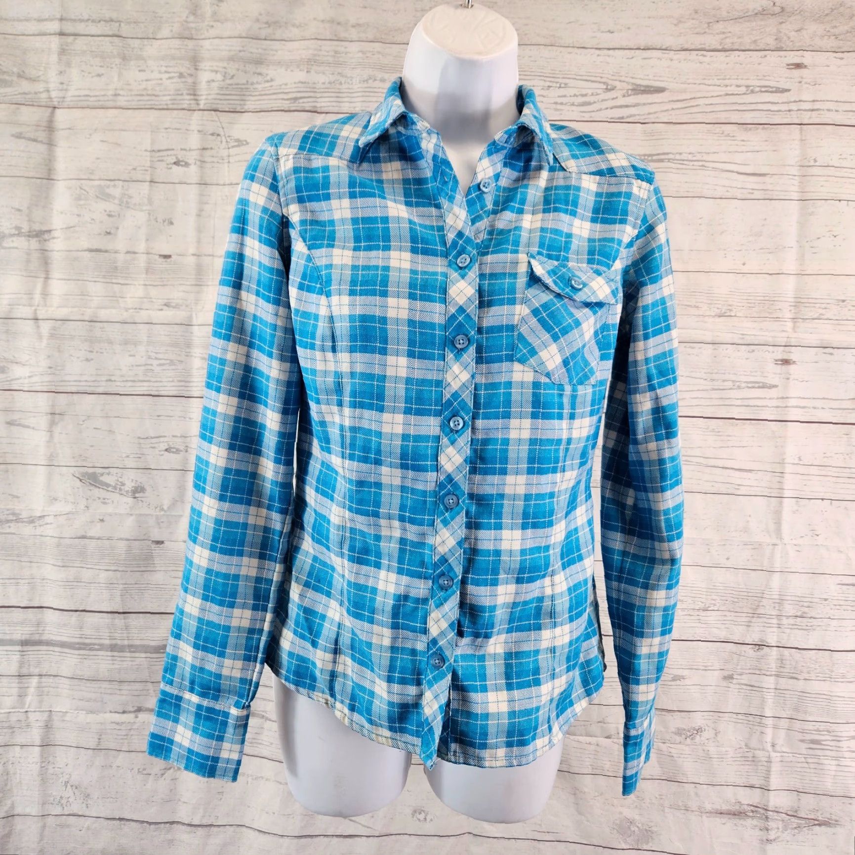 Mammut Mammut Womens Button Up Shirt XS Blue White Plaid Long Sleeve Shirt Womens XS Blue White Plaid Long Sleeve Size XS / US 0-2 / IT 36-38 - 2 Thumbnail